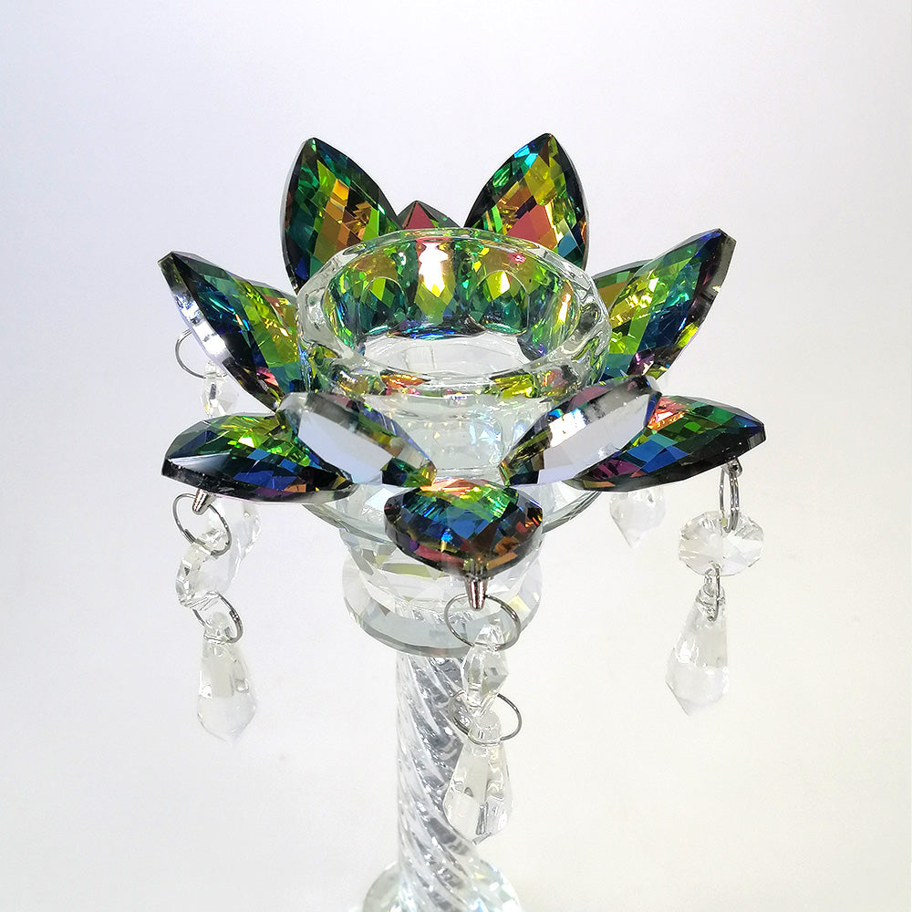 Colourful Glass Flower Candle Stand - 24.8cm