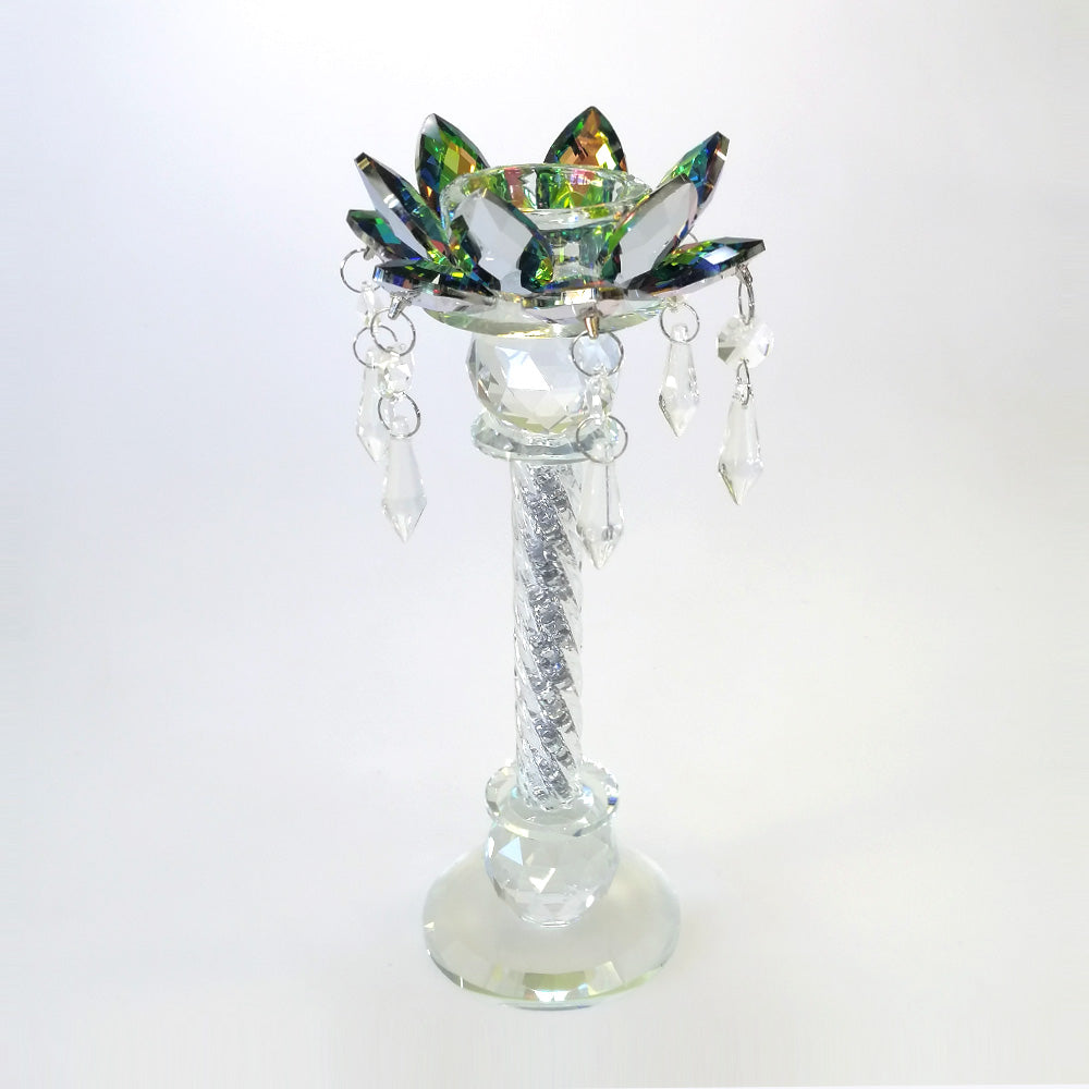 Colourful Glass Flower Candle Stand - 24.8cm