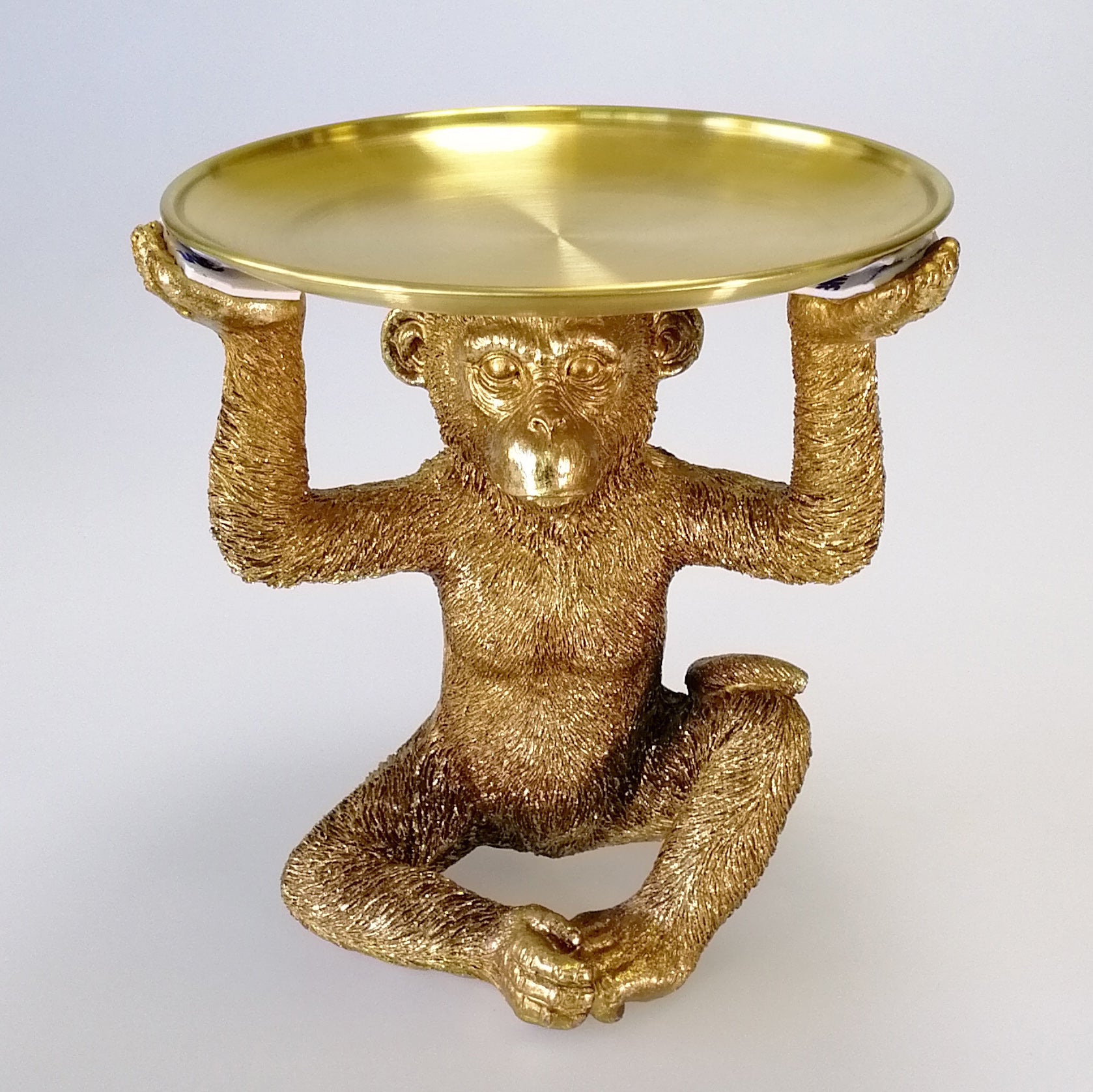 Painted Gold Monkey & Gold Tray