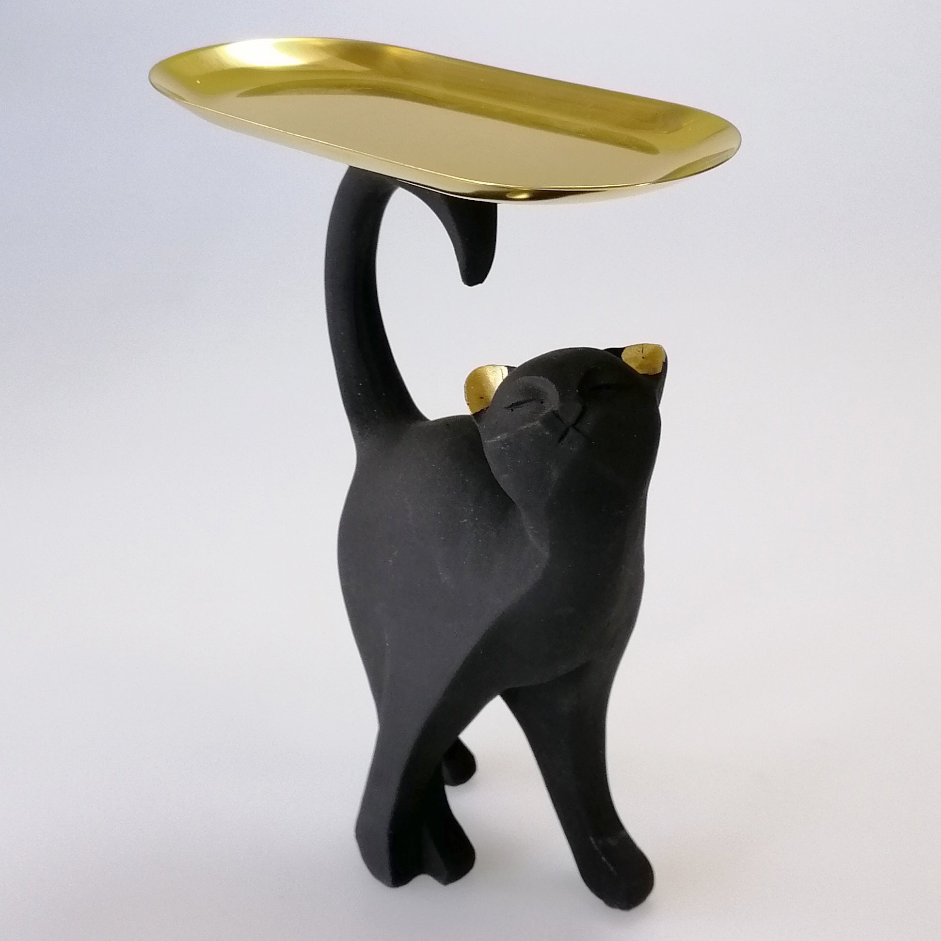 Walking Black Cat & Gold Tray