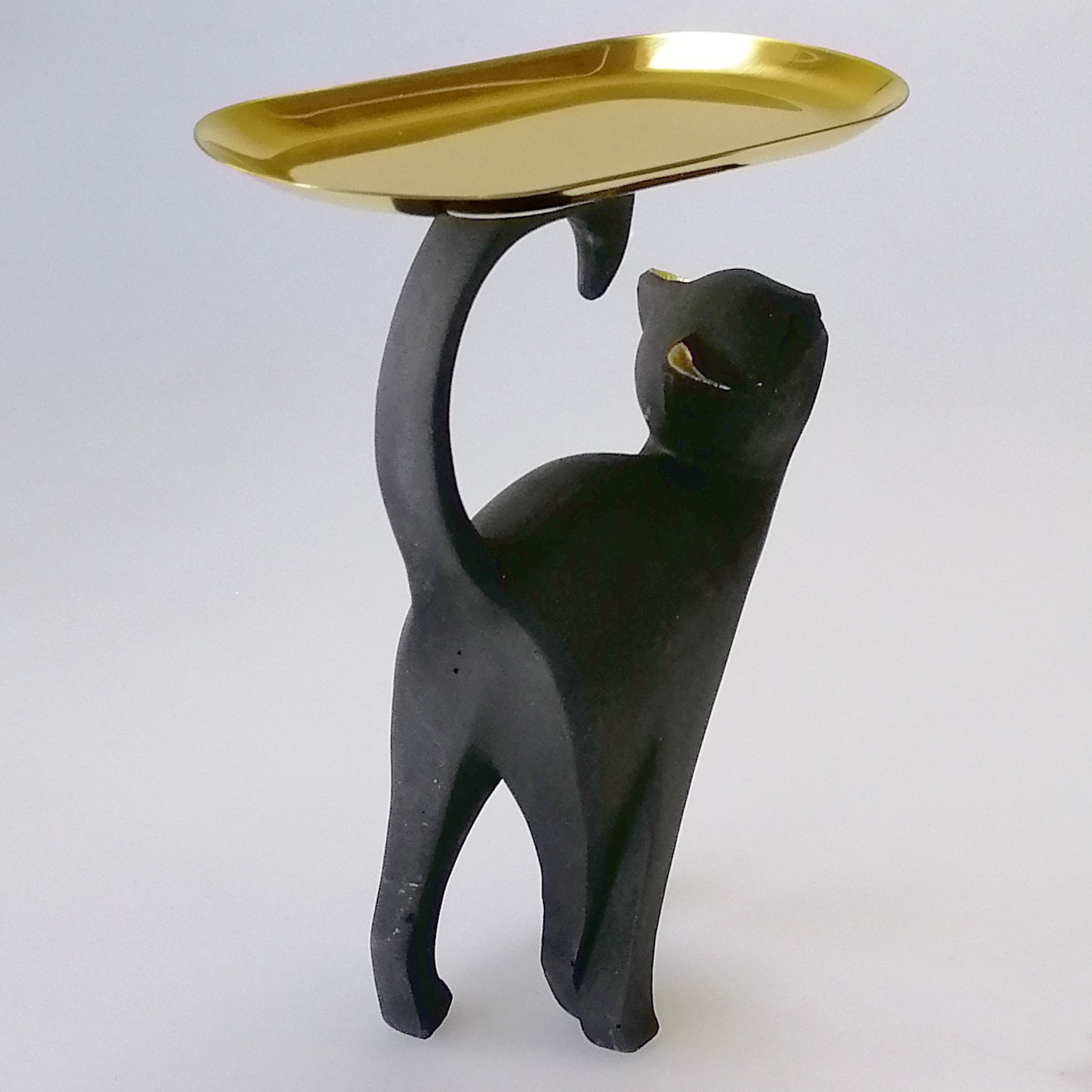 Walking Black Cat & Gold Tray