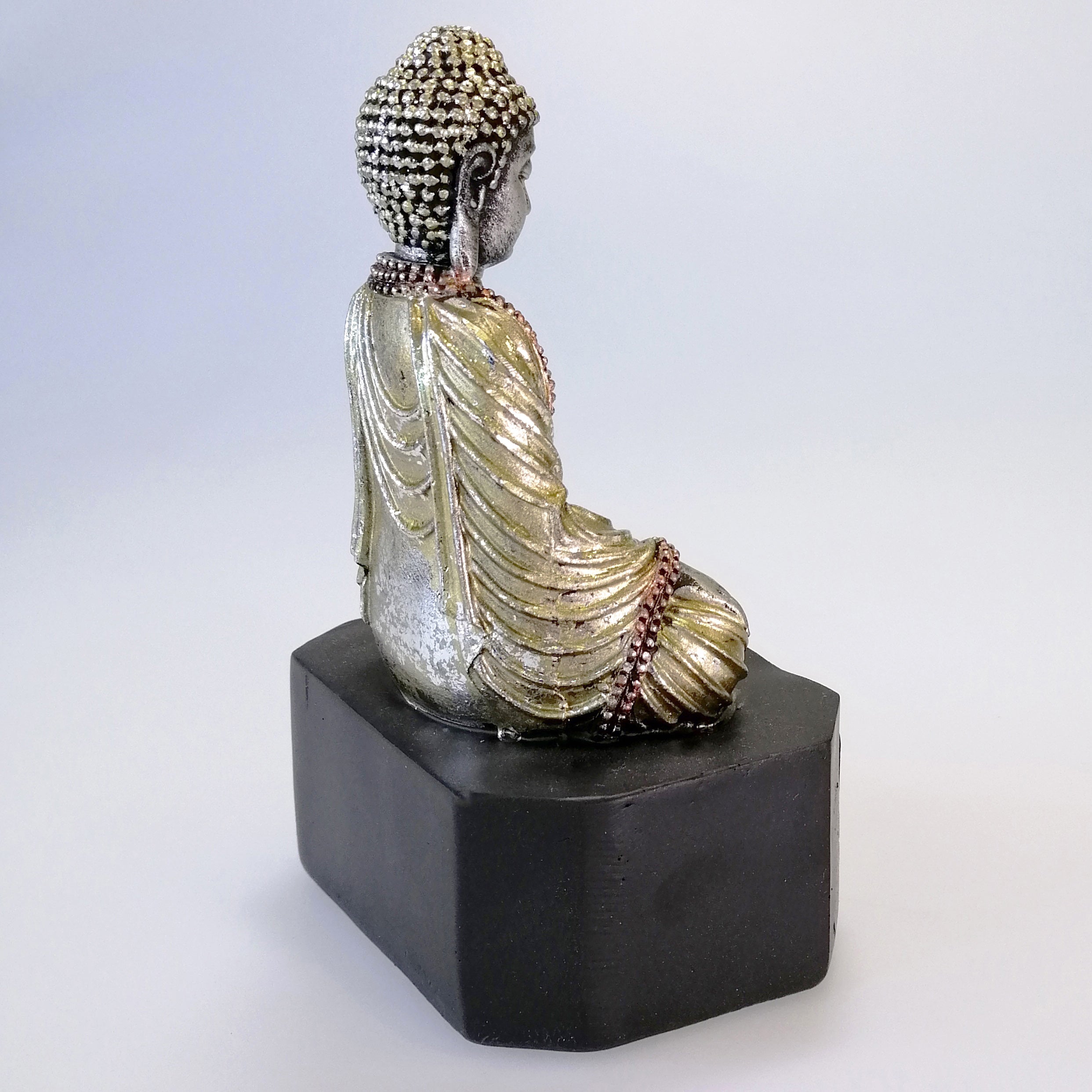 Buddha With Trinket Drawer - Painted Gold and Silver