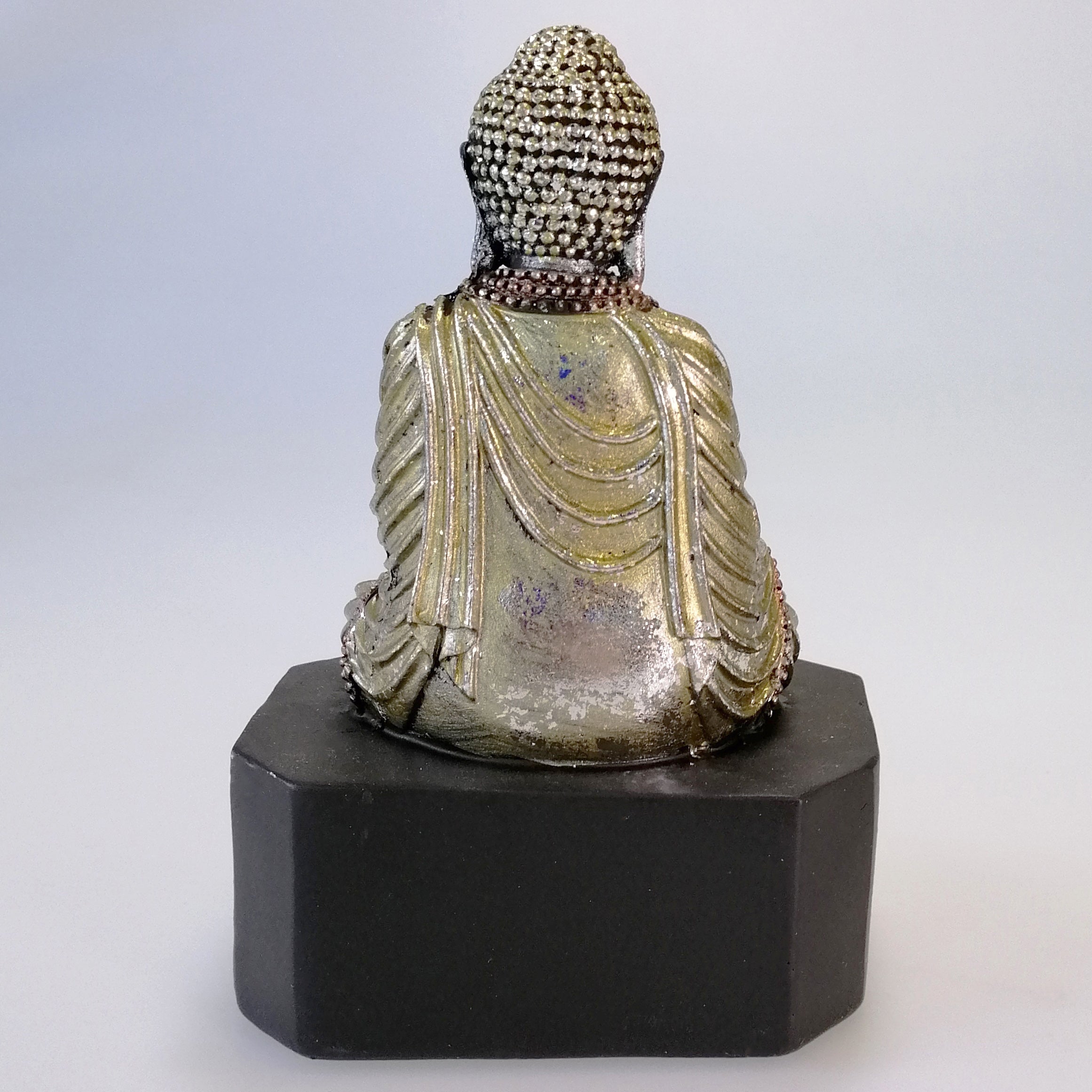 Buddha With Trinket Drawer - Painted Gold and Silver
