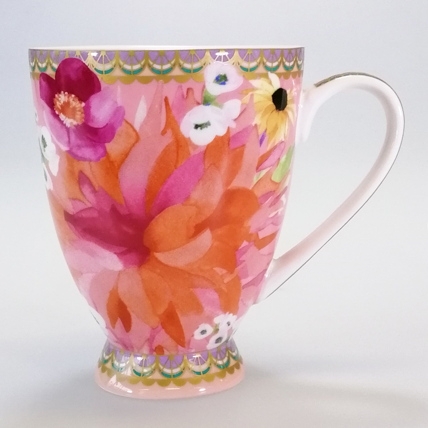 Dahlia Daze Footed Mug - Pink