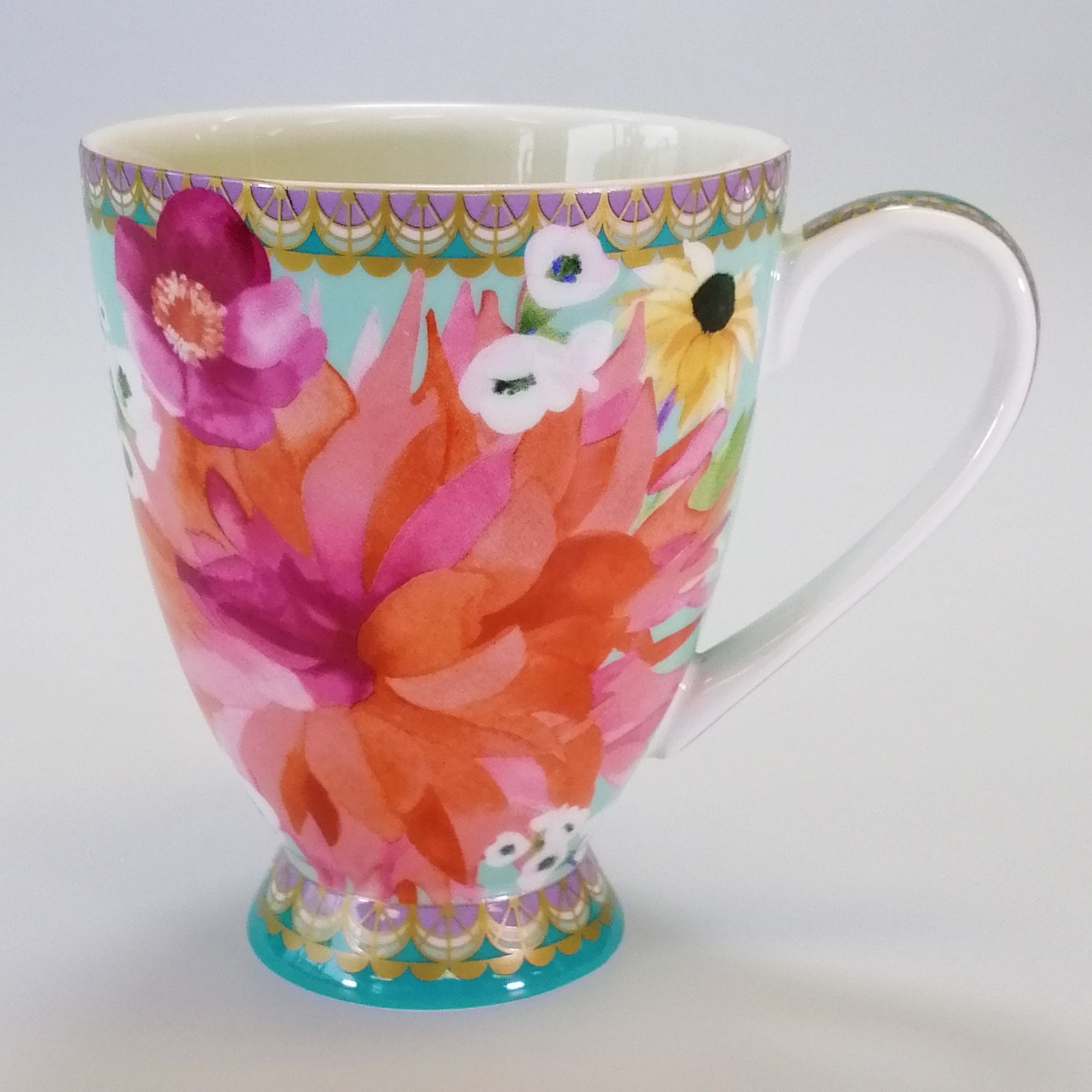 Dahlia Daze Footed Mug - Blue