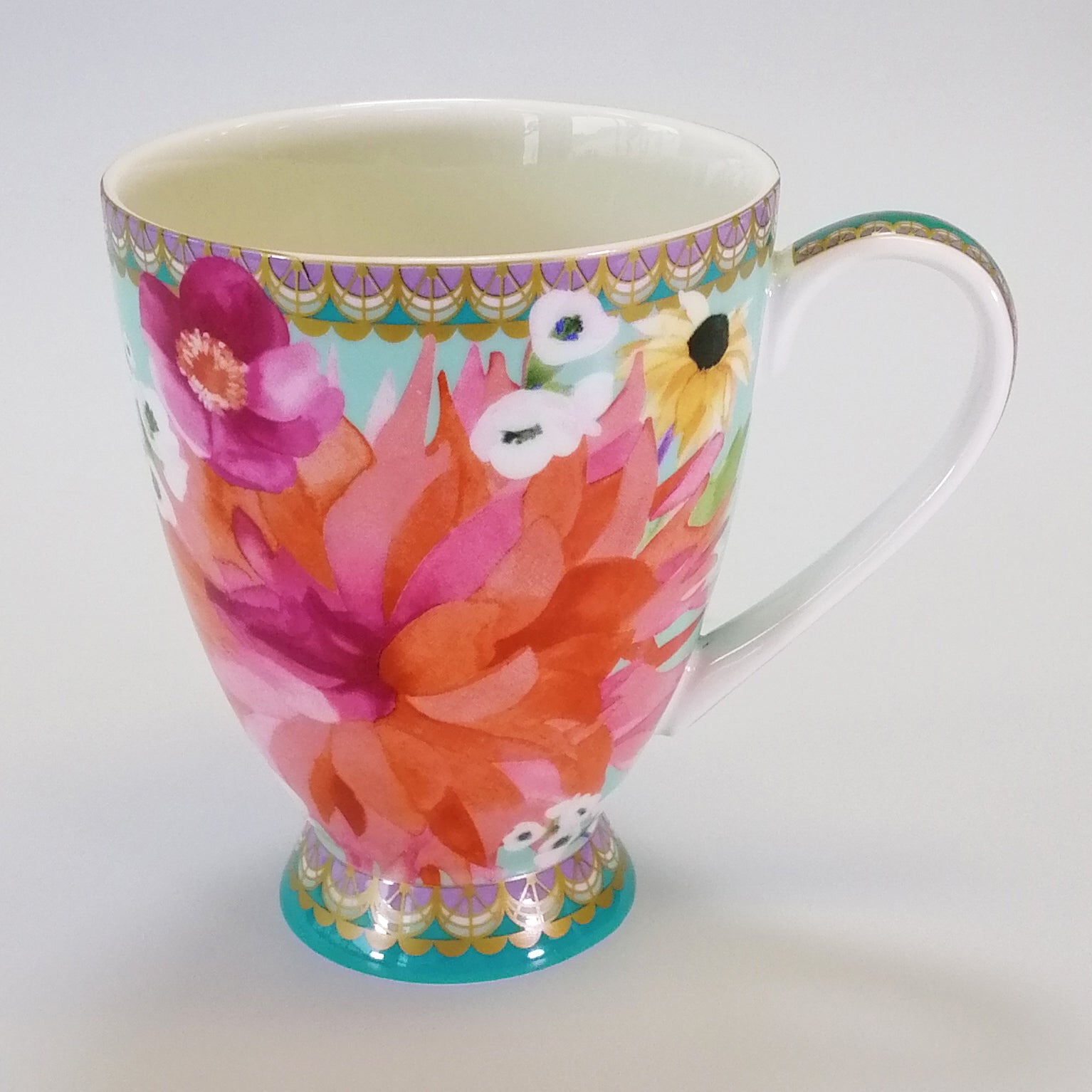 Dahlia Daze Footed Mug - Blue