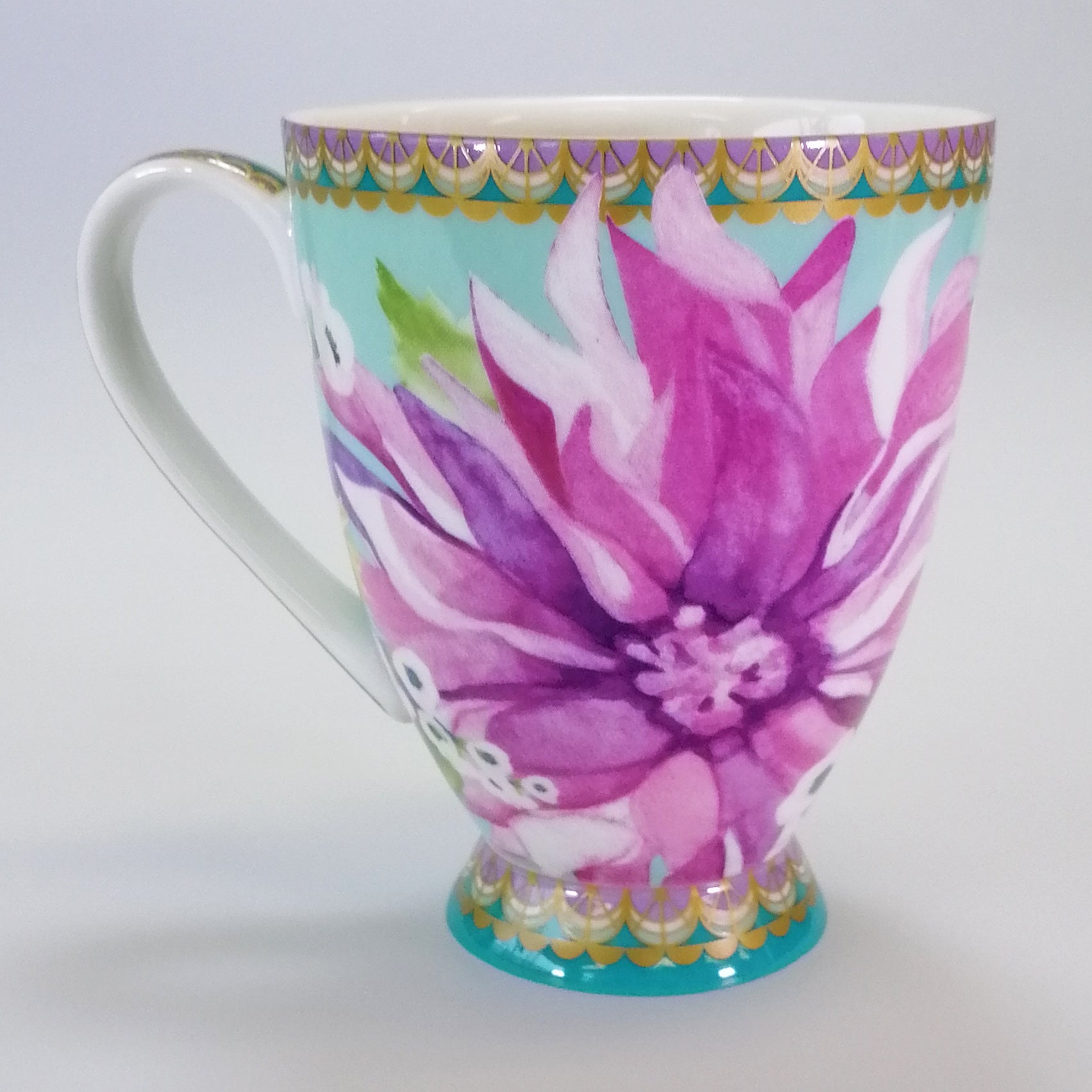 Dahlia Daze Footed Mug - Blue