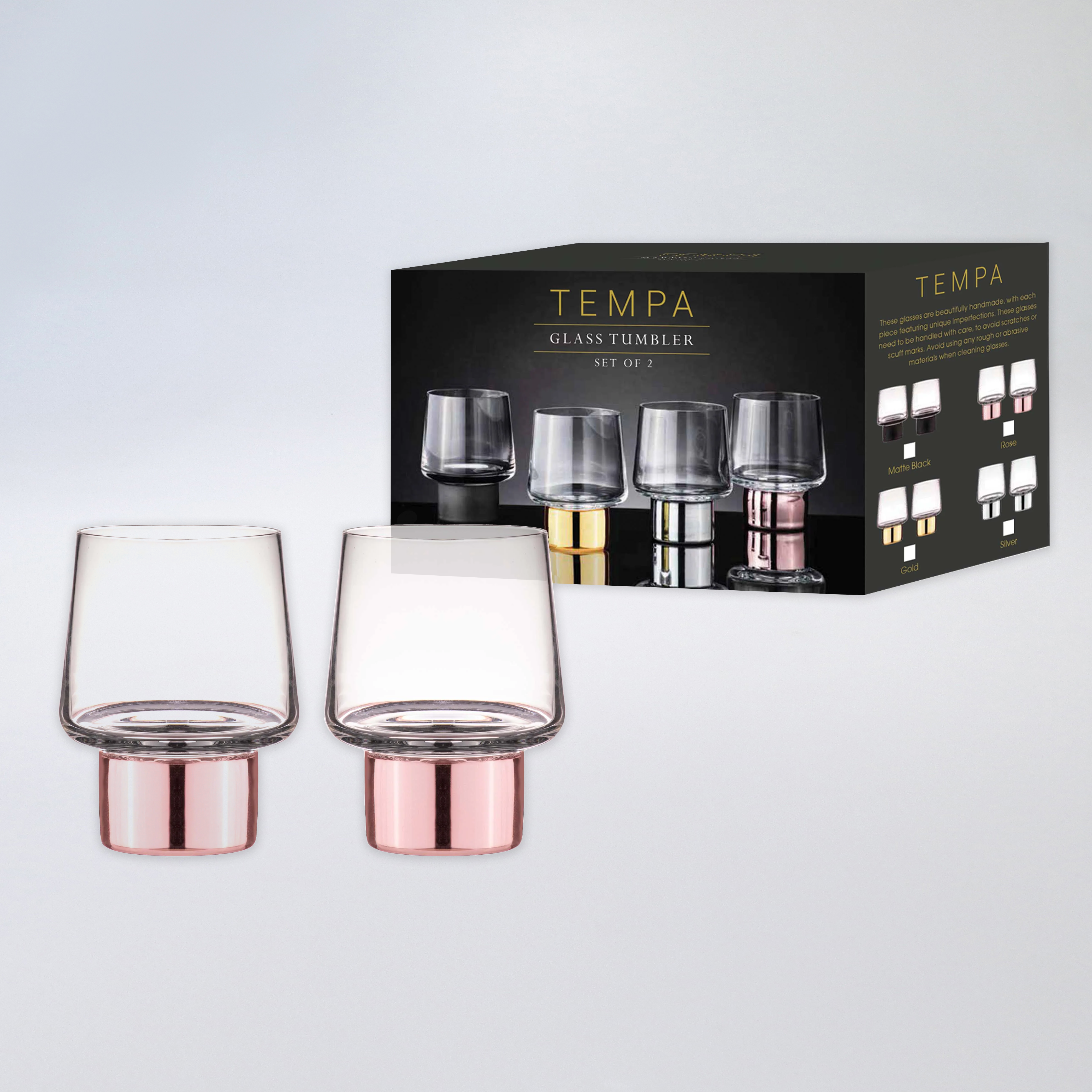 Tempa Aurora Glass Tumbler Set - Rose