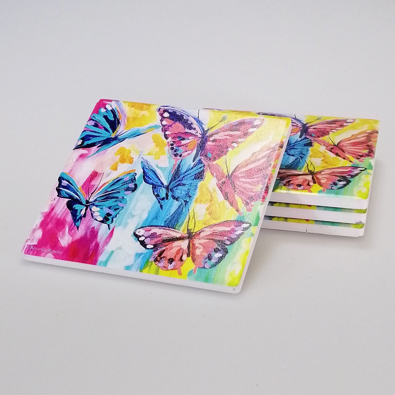 Ceramic 'Angels Take Flight' Coasters - Set of 4