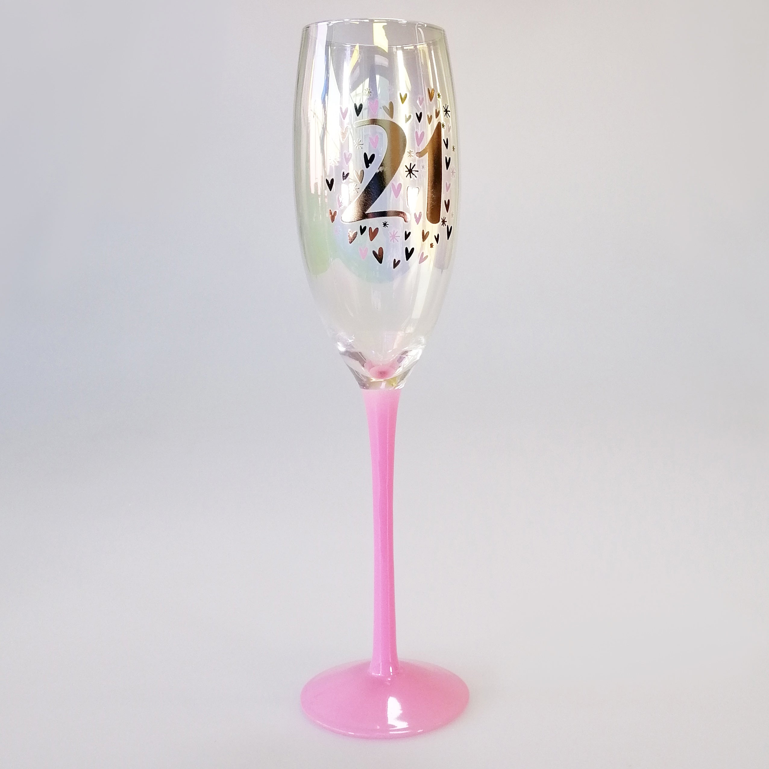 21st Rainbow Hearts Flute & Shot Glass Set