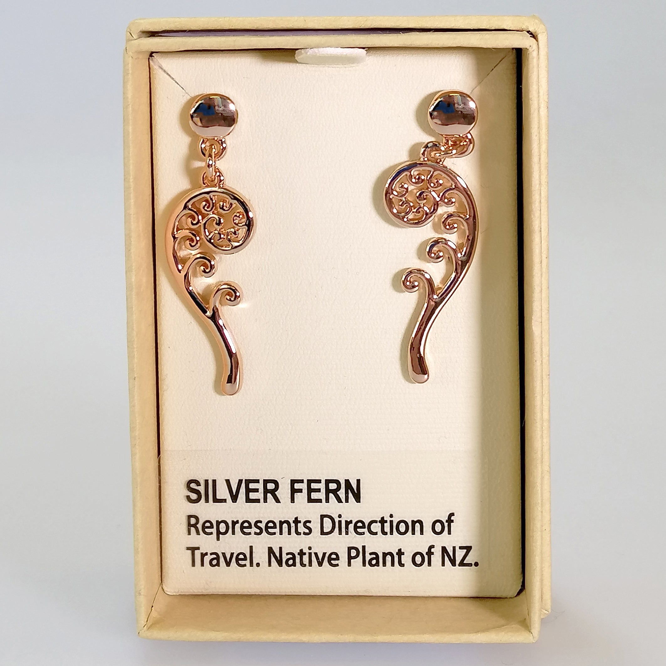 Kiwicraft - Rose Gold Koru Fern Earrings