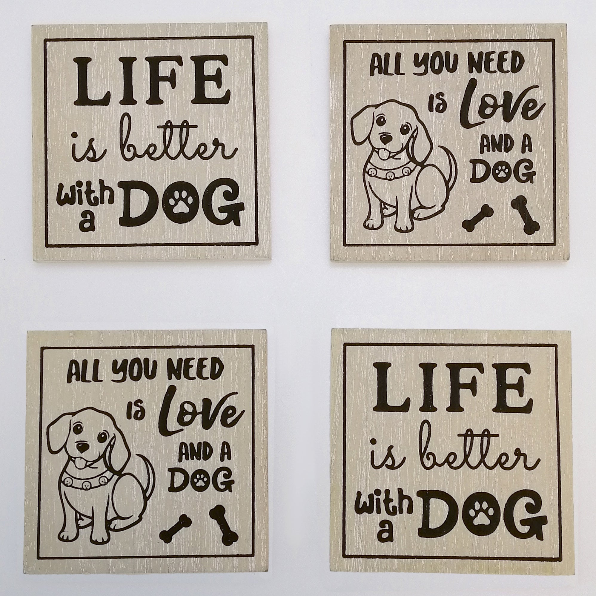 Wooden Dog Lover Coasters - Set of 4