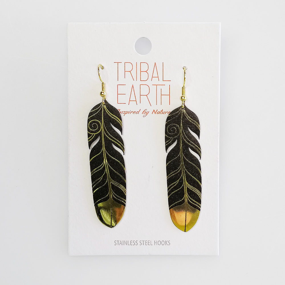 Tribal Earth' Feather Earrings Set