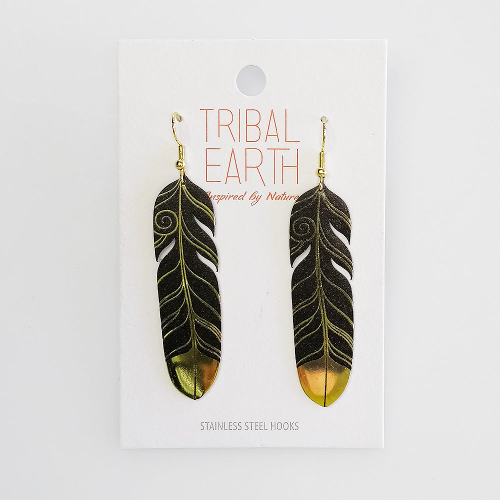 'Tribal Earth' Feather Earrings Set