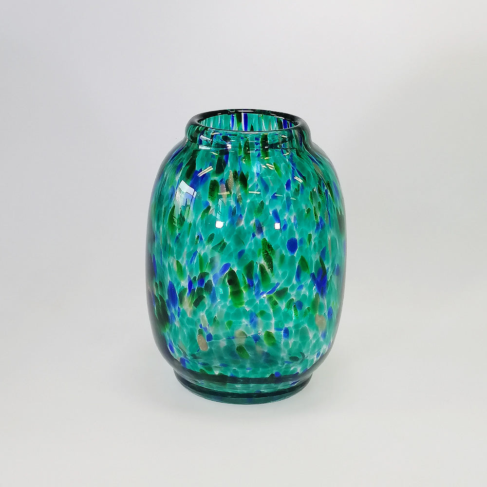Blue & Aqua Glass 'Urn' Shaped Vase - 21cm