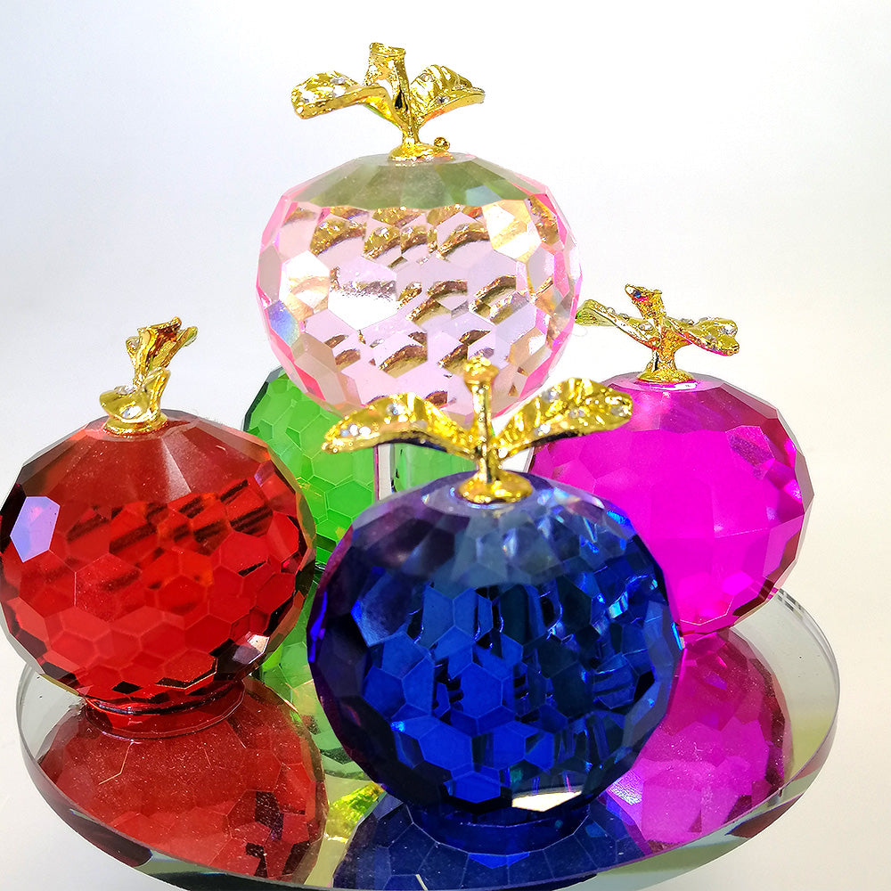 Colourful Glass Apples On Stand