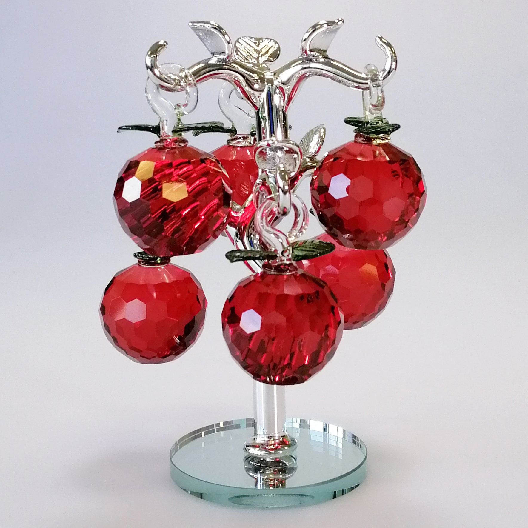 16cm Cut Glass Red Apple Tree
