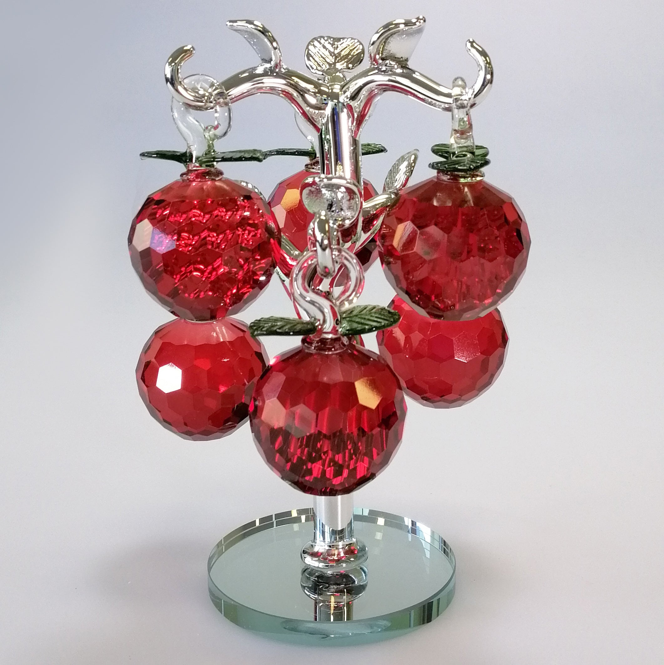 16cm Cut Glass Red Apple Tree