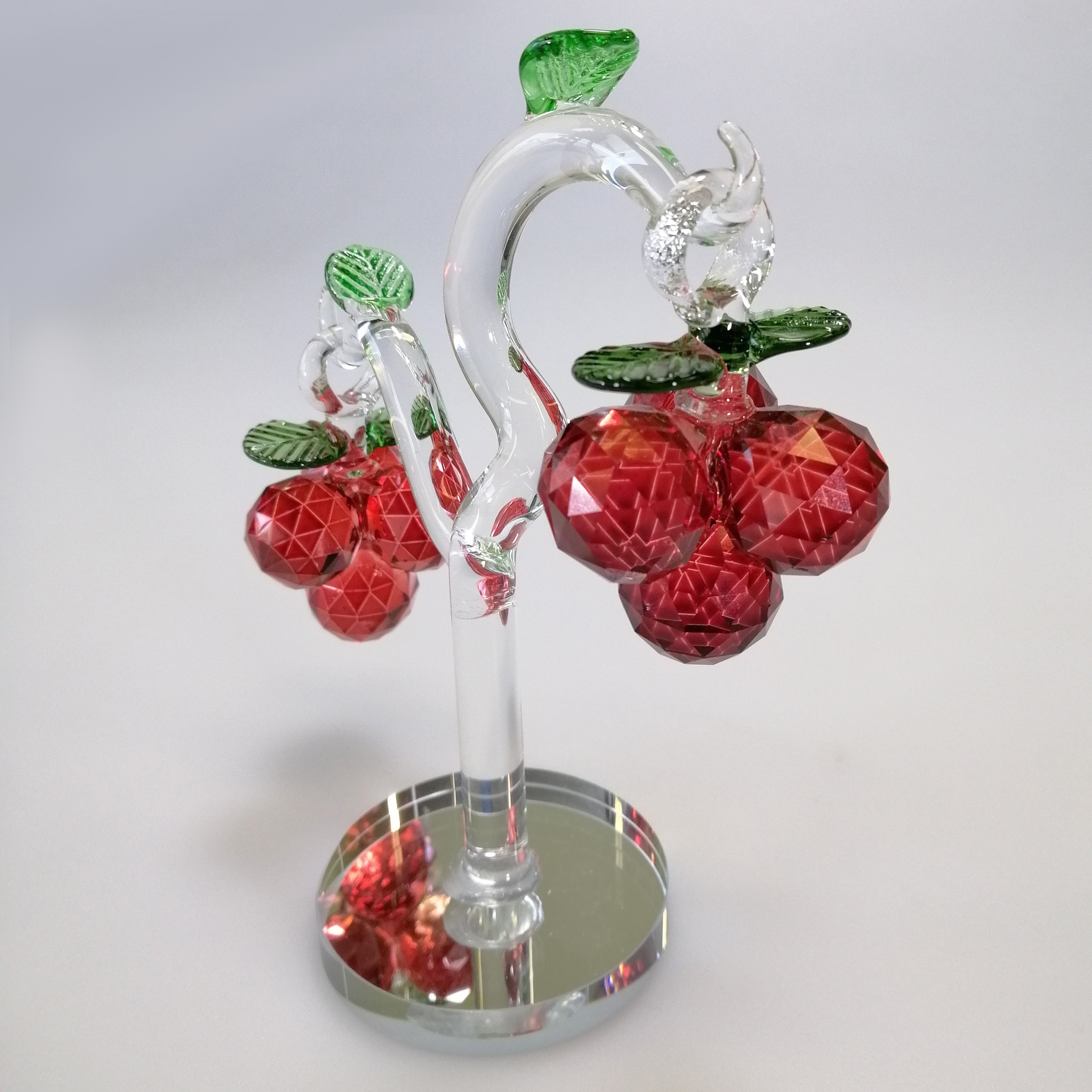 Small Cut Glass Red Apple Tree
