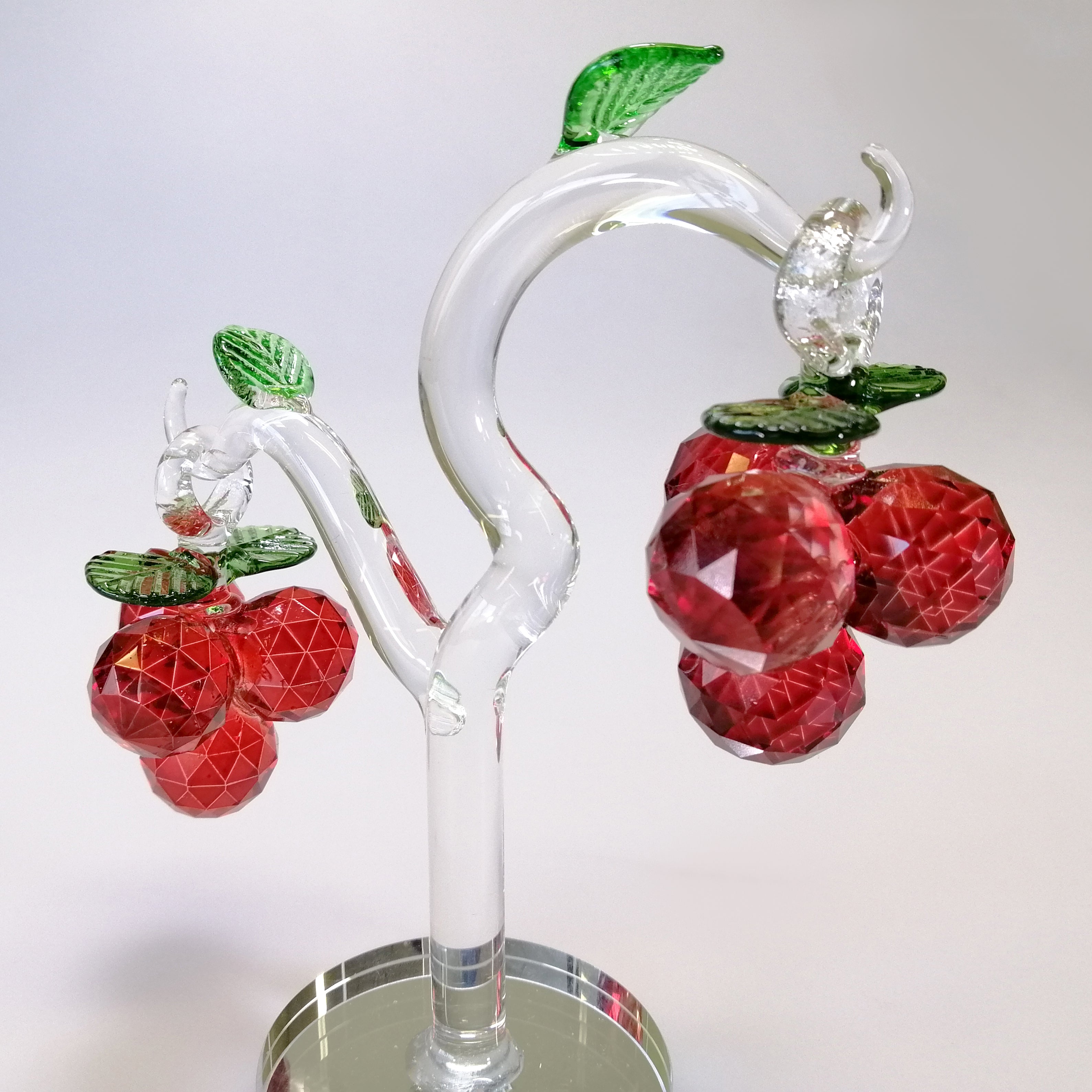 Small Cut Glass Red Apple Tree