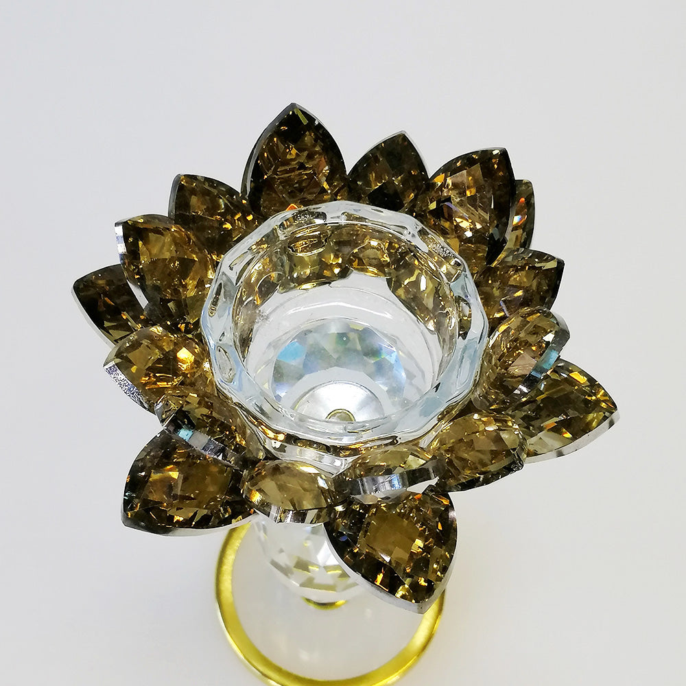 Glass Flower Candle Holder - Gold