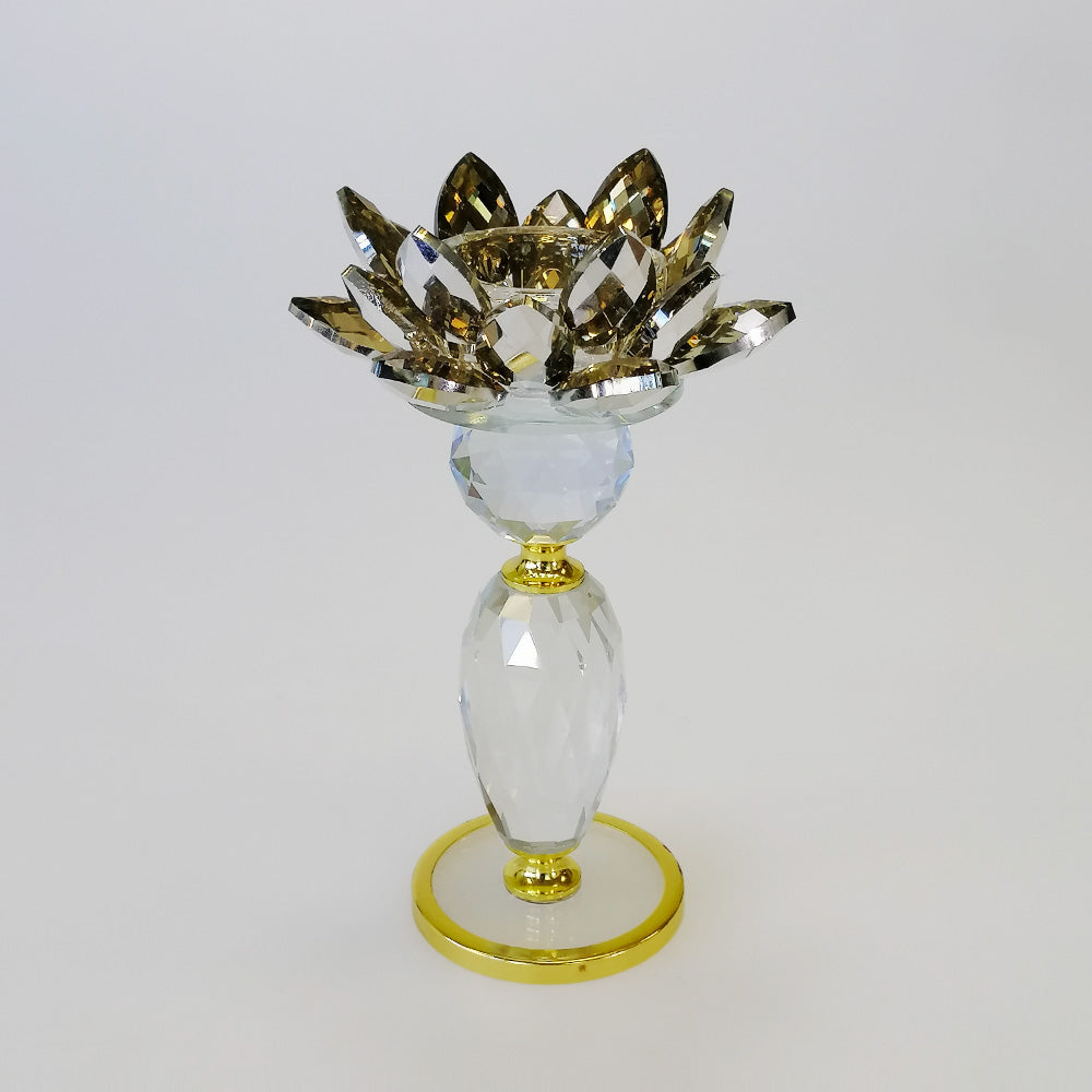 Glass Flower Candle Holder - Gold