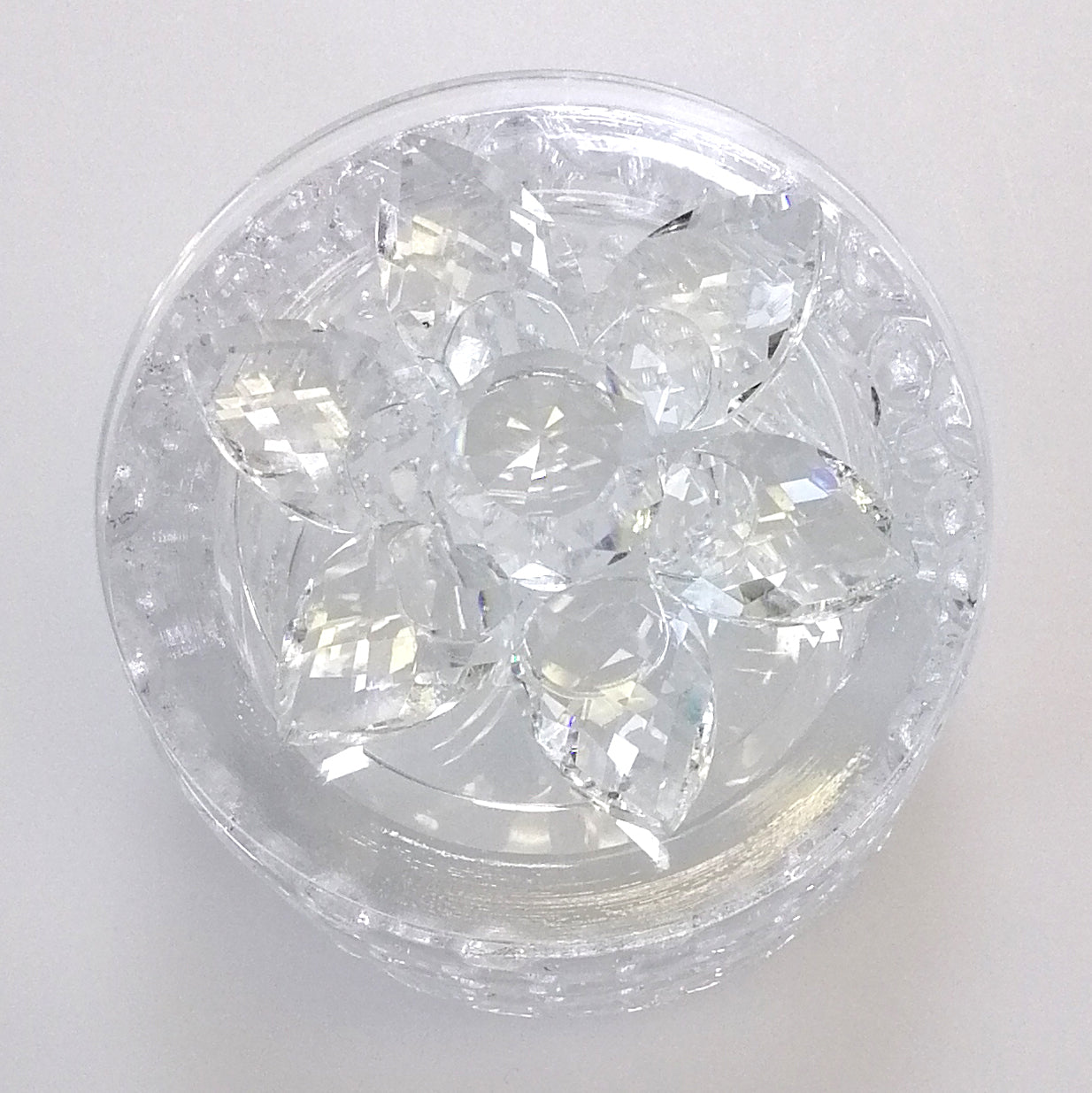 Patterned Glass Jar with Cut Glass Floral Lid