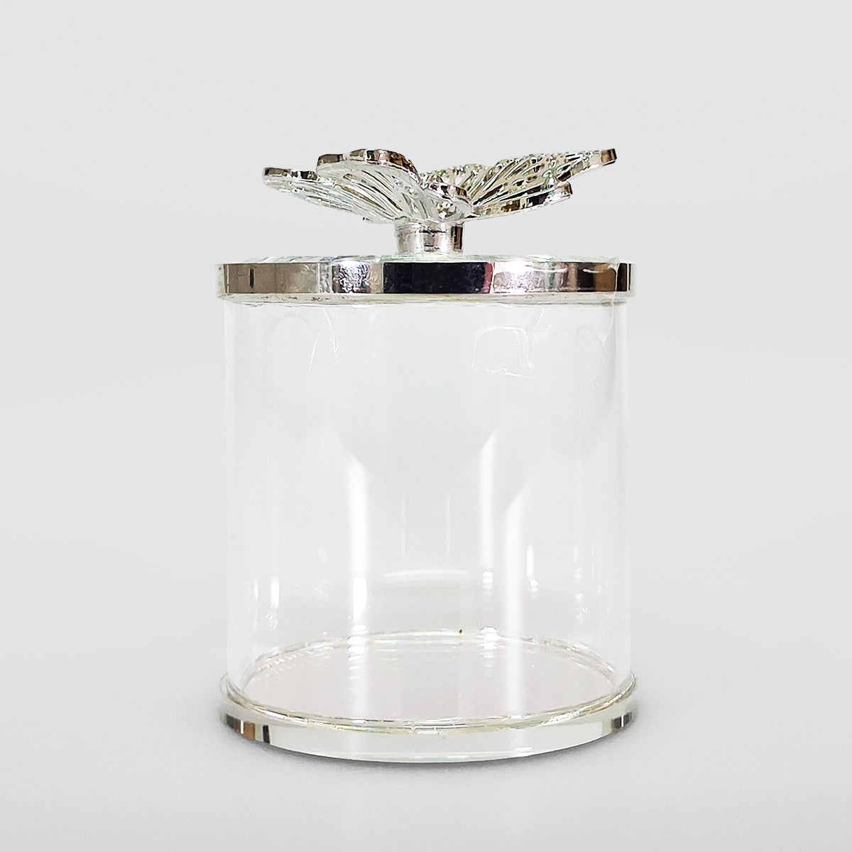 Clear Trinket Cylinder With Butterfly Lid