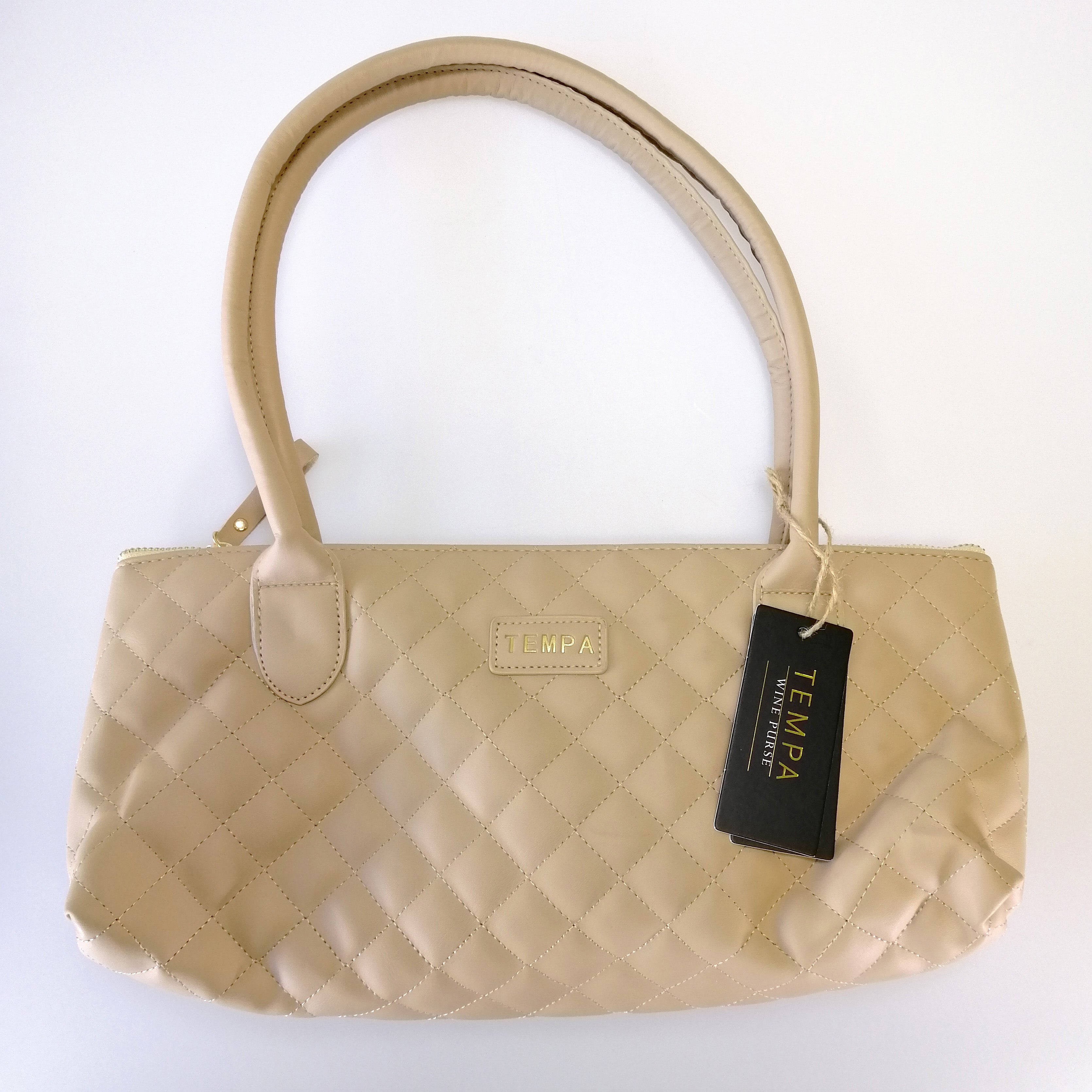 Tempa - Insulated Wine Purse - Quilted Latte