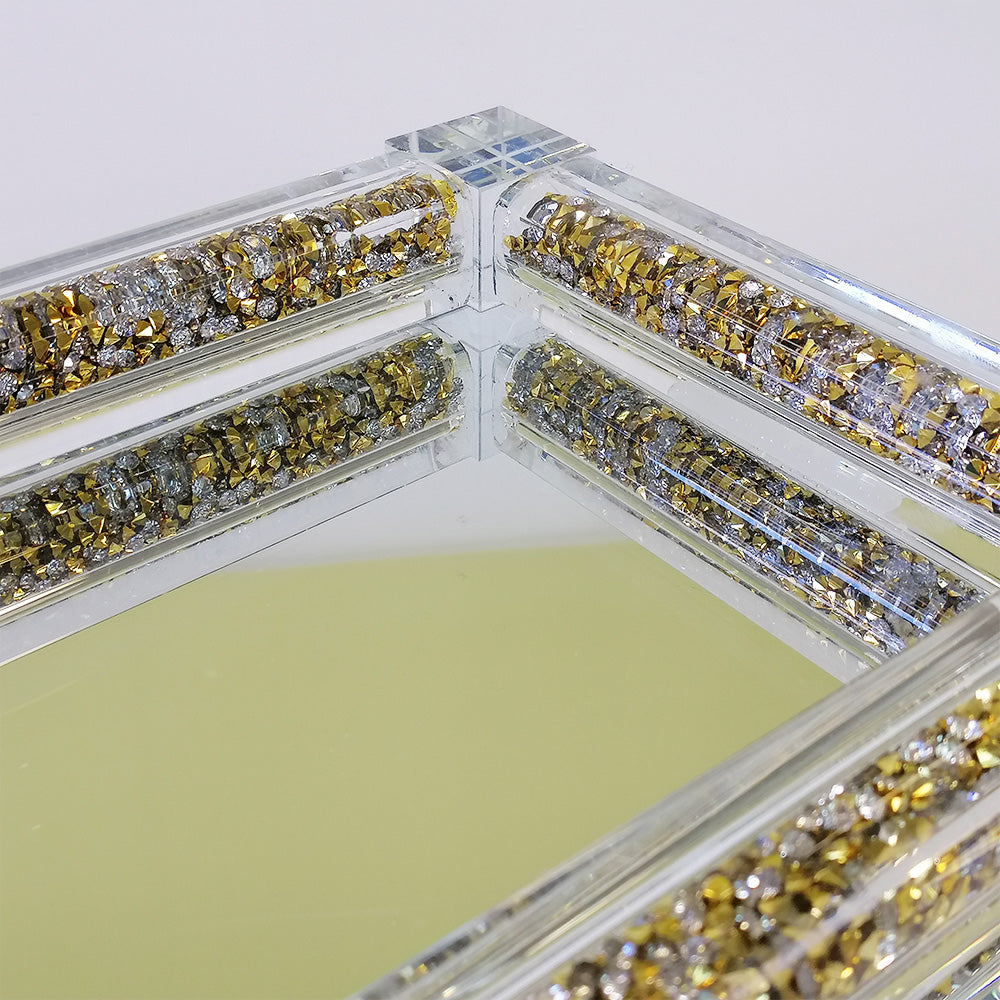 Crystal Styled Glass Tray - Gold