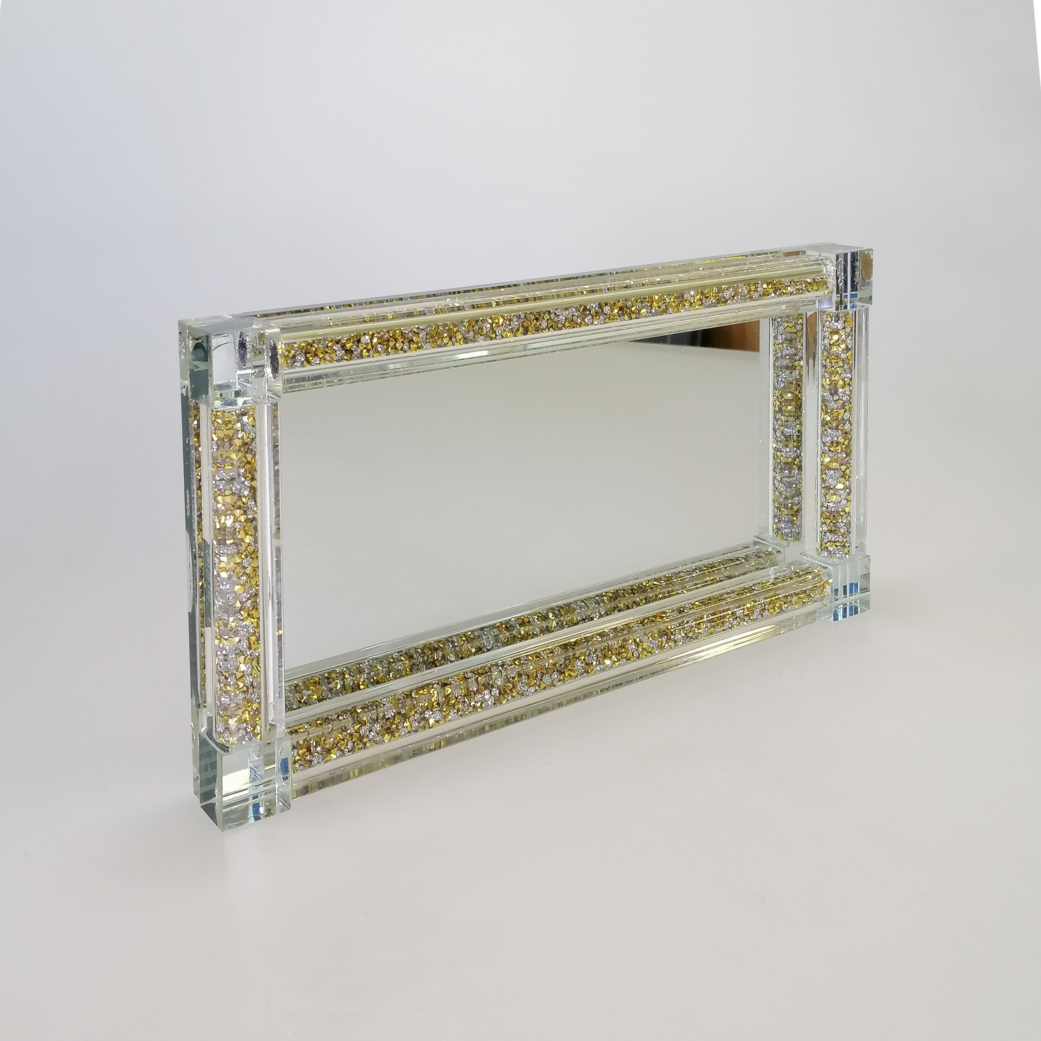 Crystal Styled Glass Tray - Gold