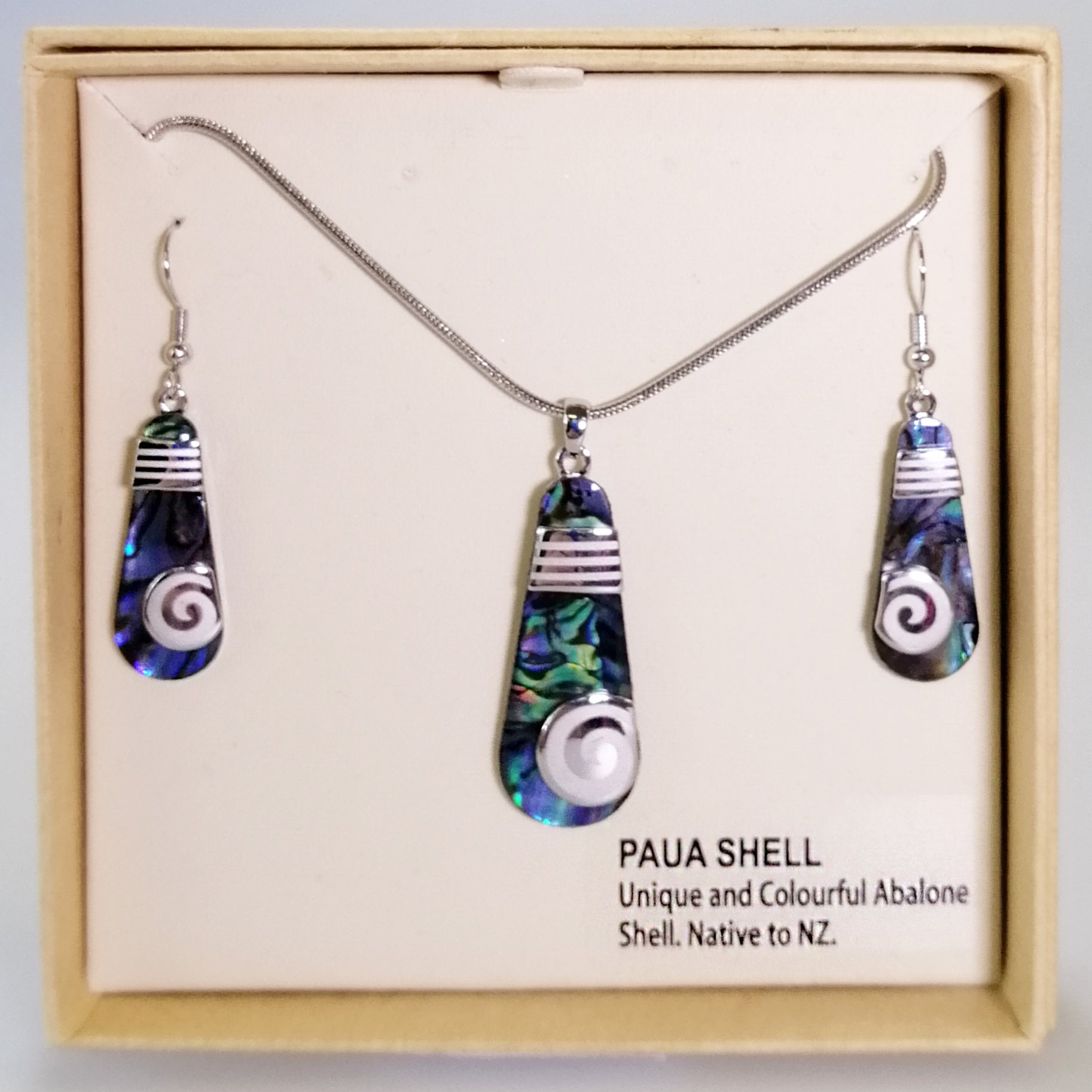 Kiwicraft - Paua Toki Necklace & Earrings Set