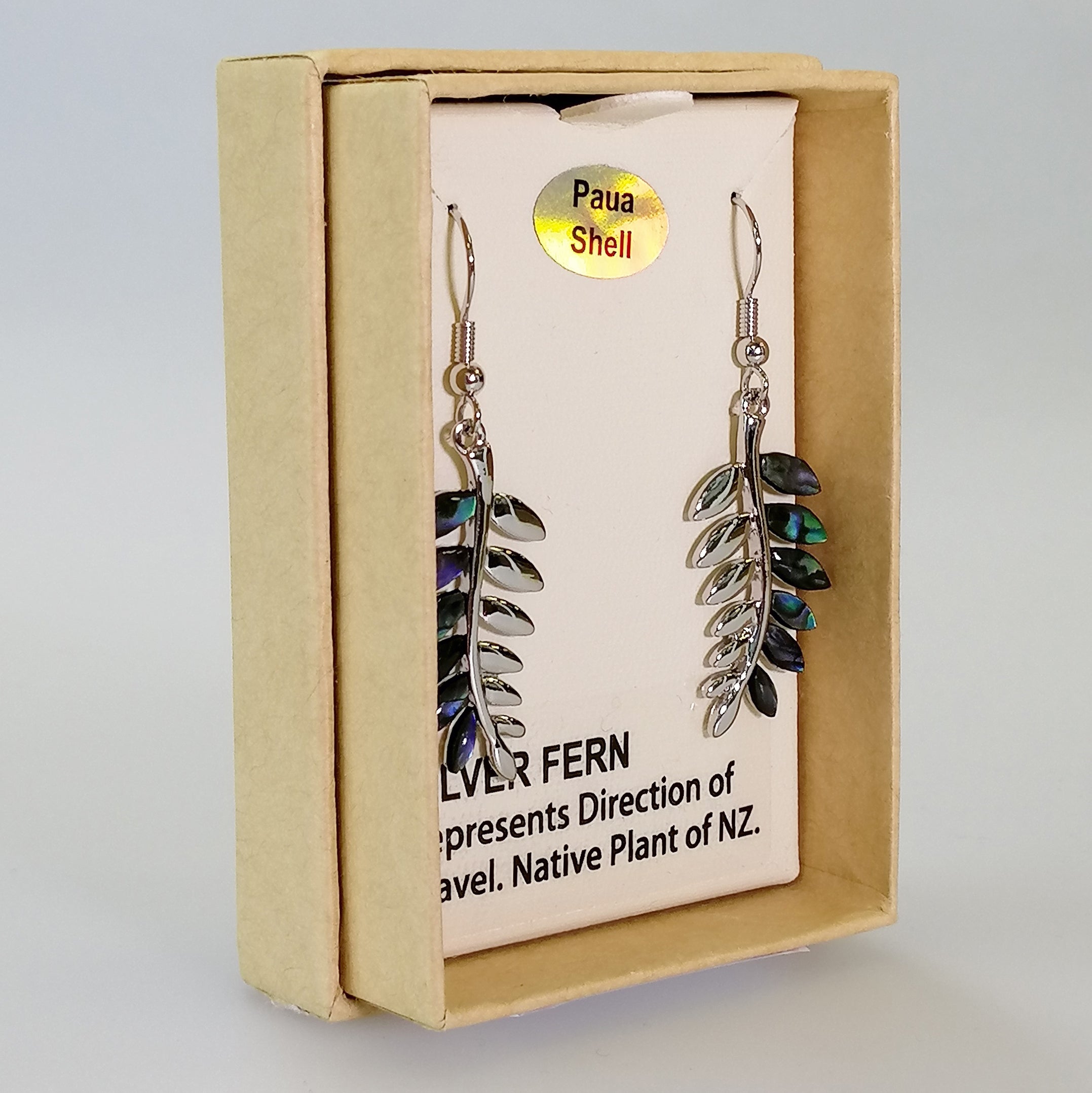 Kiwicraft - Paua Silver Fern Earrings