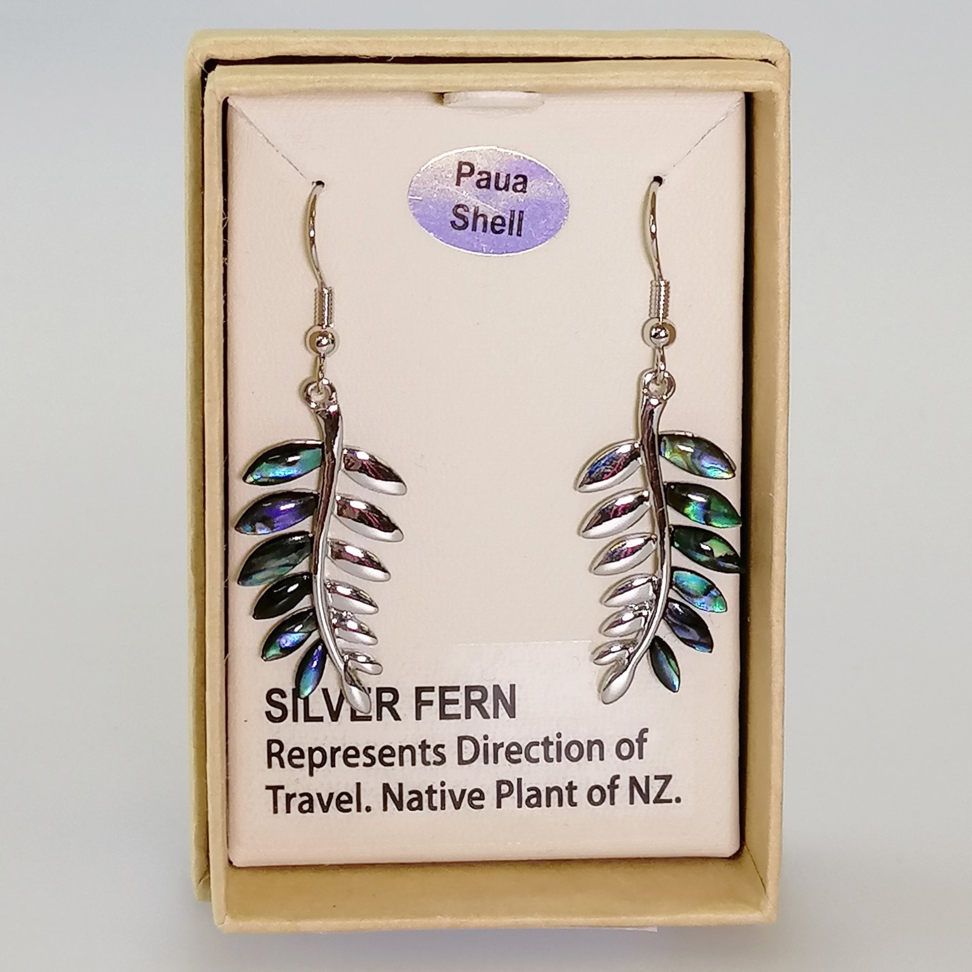 Kiwicraft - Paua Silver Fern Earrings