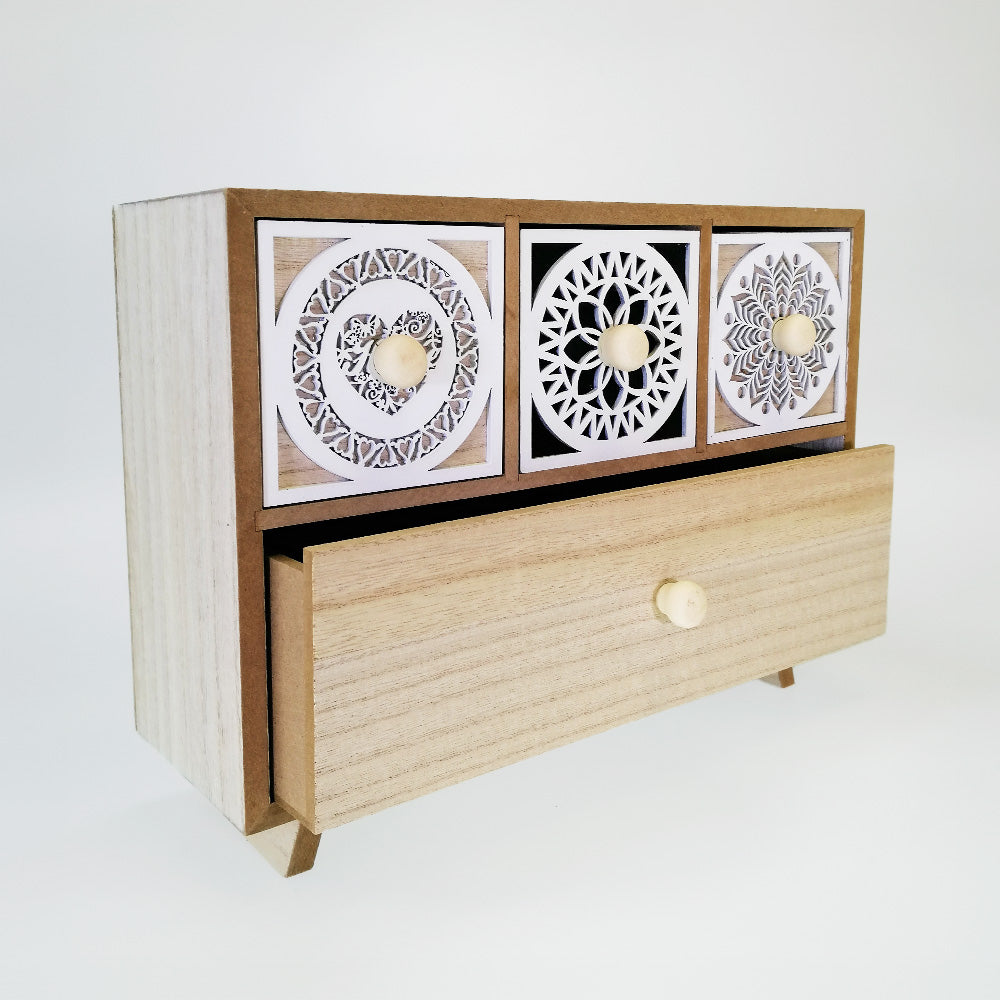 Woodbox - '3 Small 1 Large' Drawer Cabinet