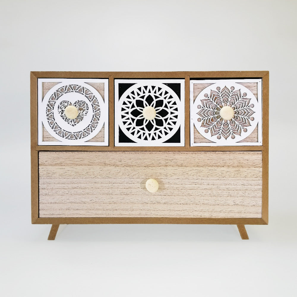 Woodbox - '3 Small 1 Large' Drawer Cabinet