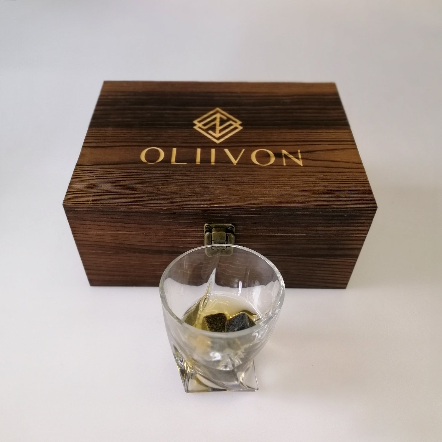 OLIIVON - Whiskey Twisted Glass & Stone Set