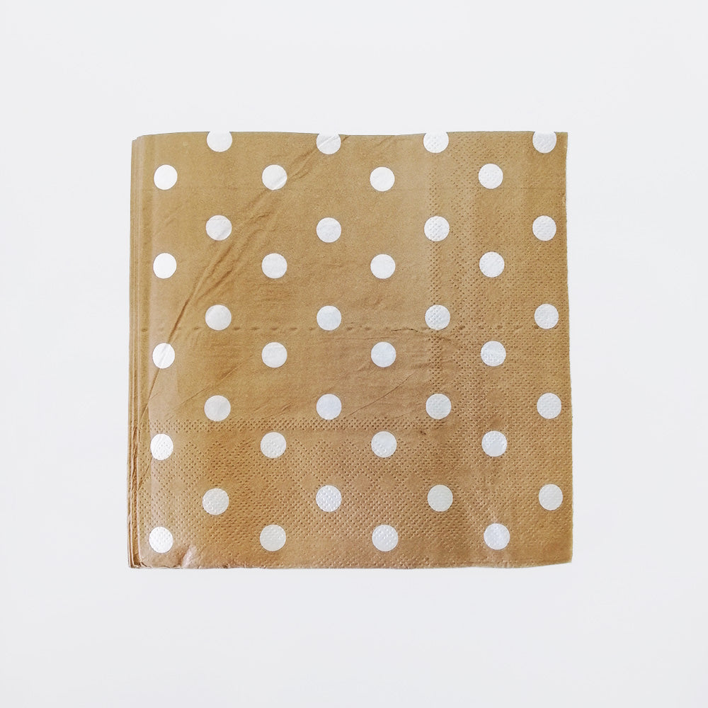 White Dots On Gold' Napkins - 20