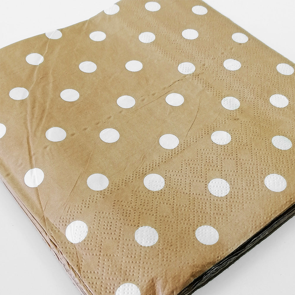 White Dots On Gold' Napkins - 20