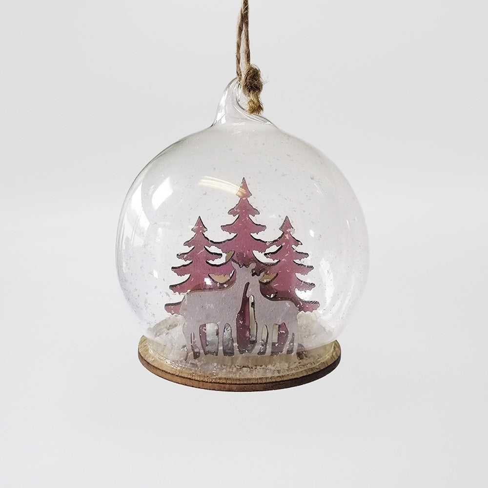 Reindeer In Globe - LED Bauble