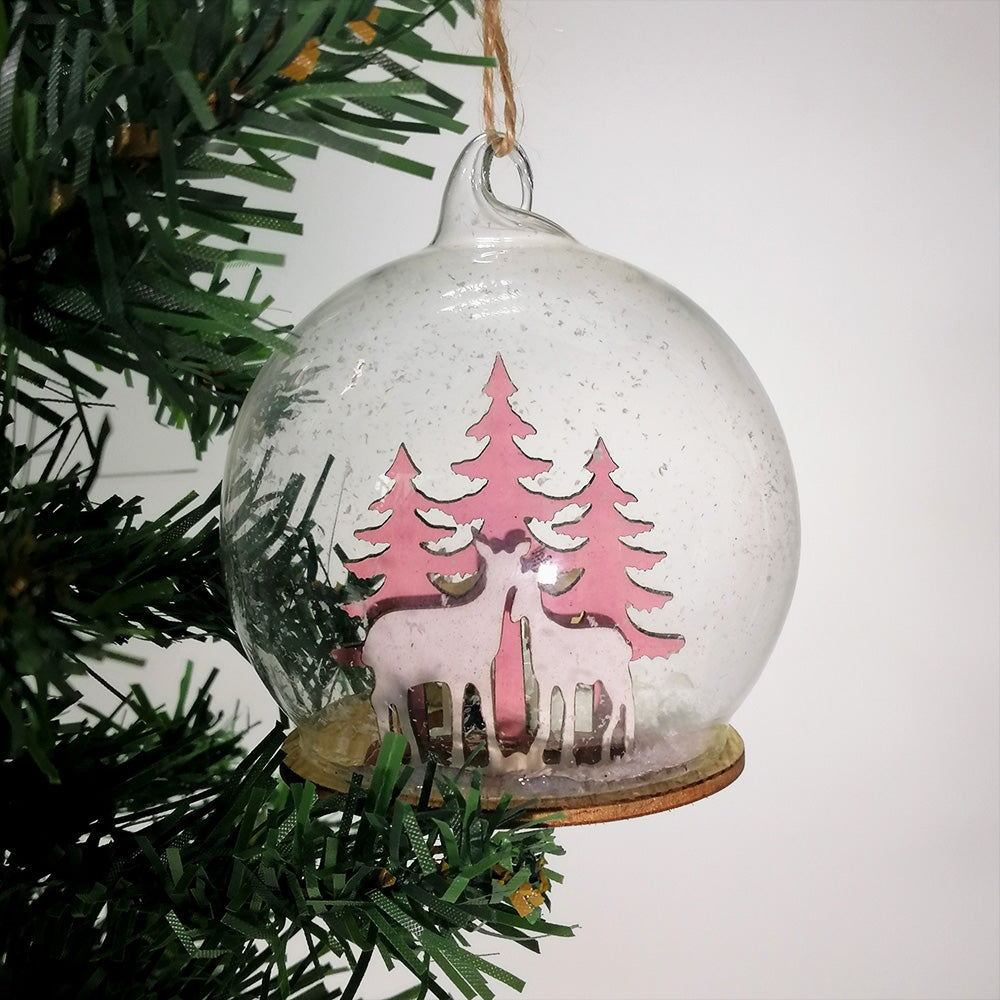 Reindeer In Globe - LED Bauble