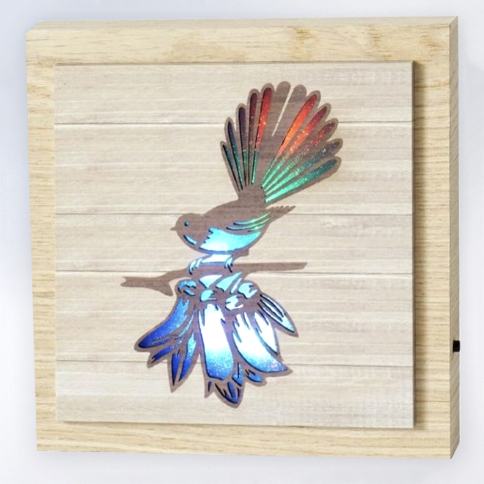 Coloured LED Kiwiana Block - 'Fantail'