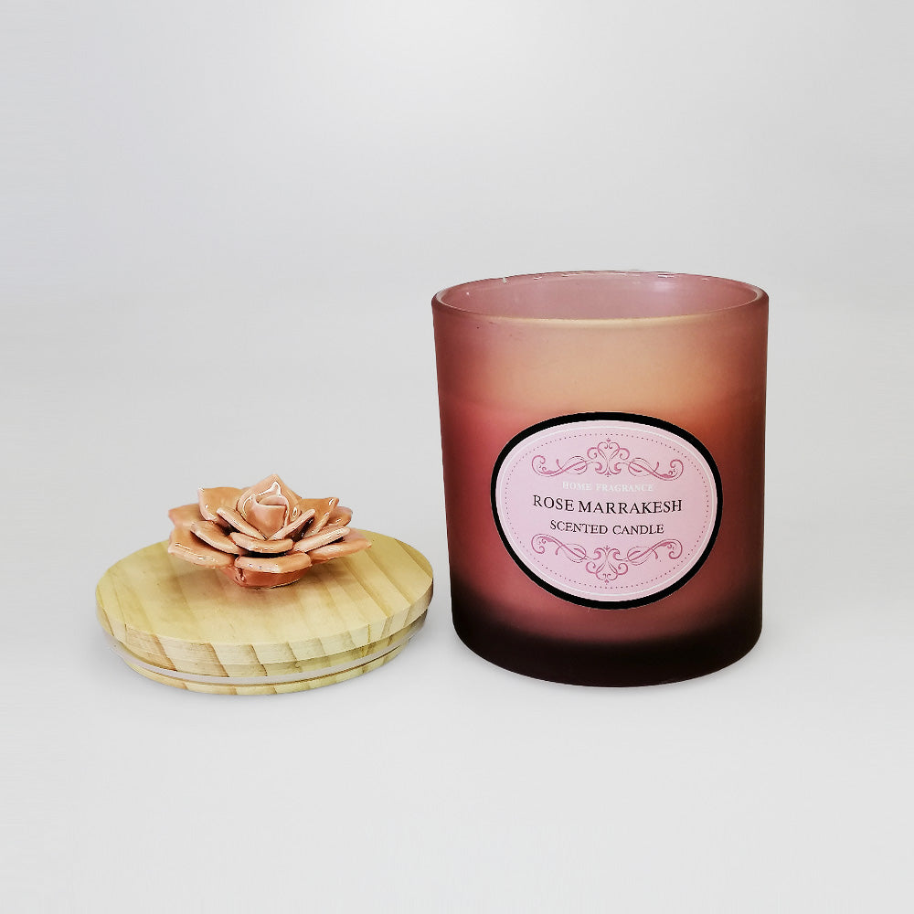 Glass Lid Candle 340g - Rose Marrakech