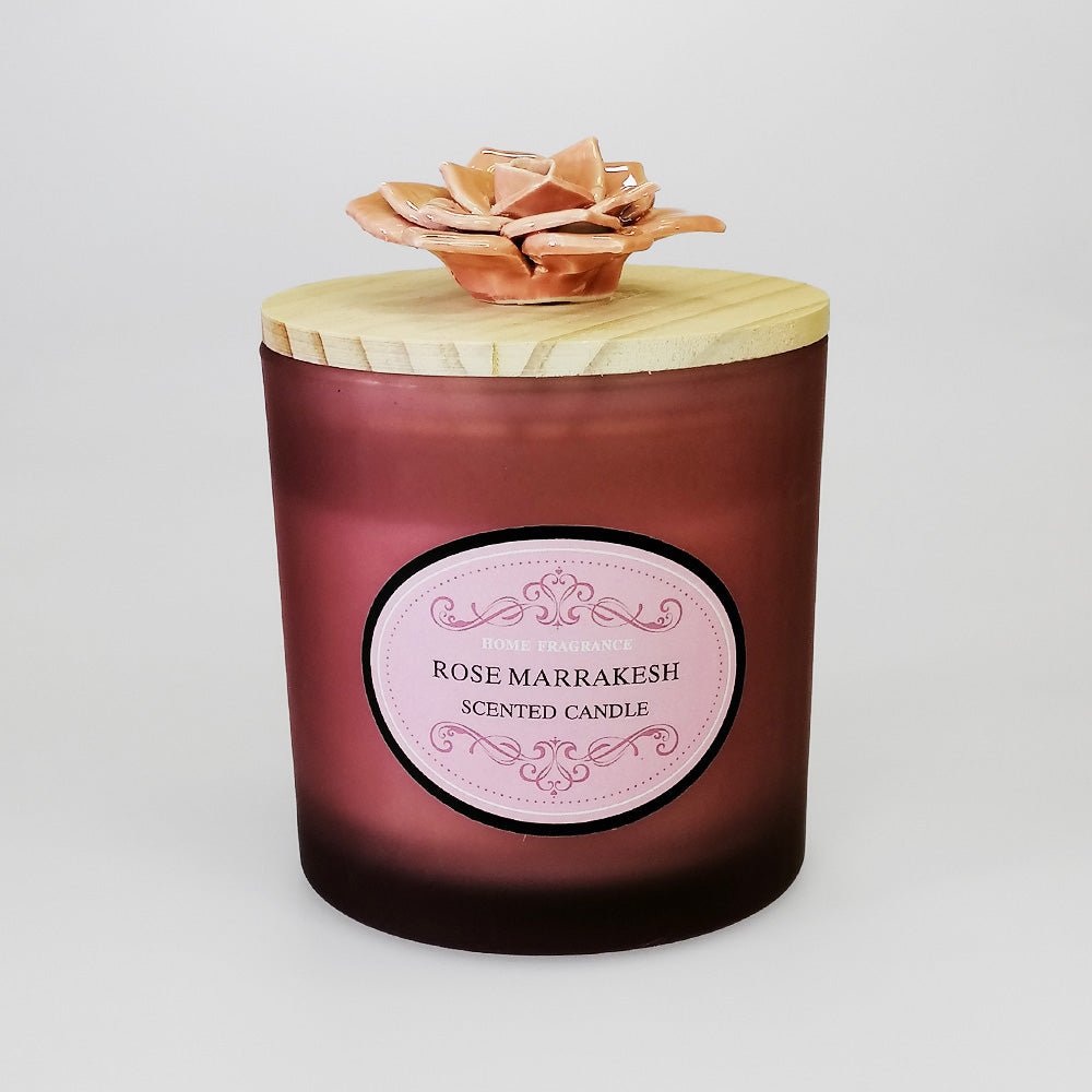 Glass Lid Candle 340g - Rose Marrakech