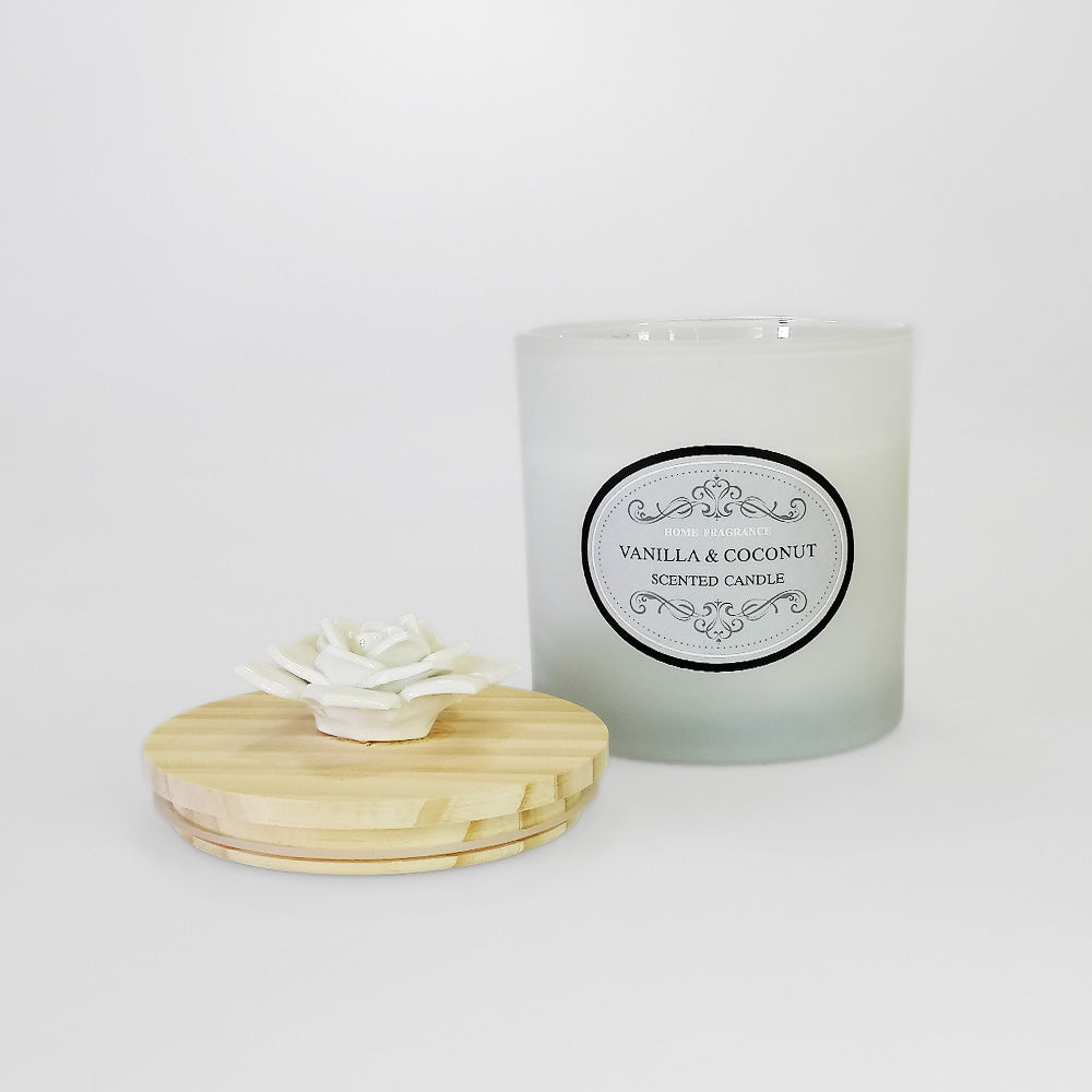 Glass Lid Candle 340g - Vanilla Coconut