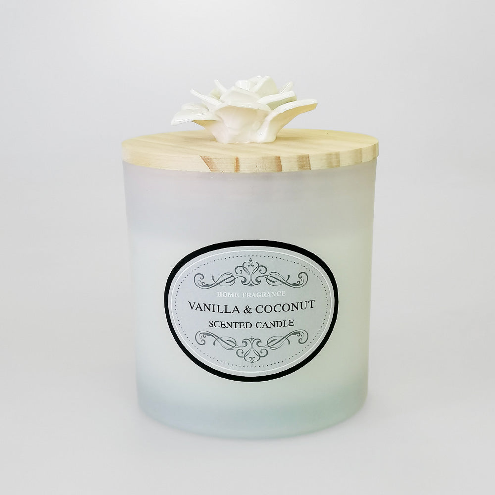 Glass Lid Candle 340g - Vanilla Coconut