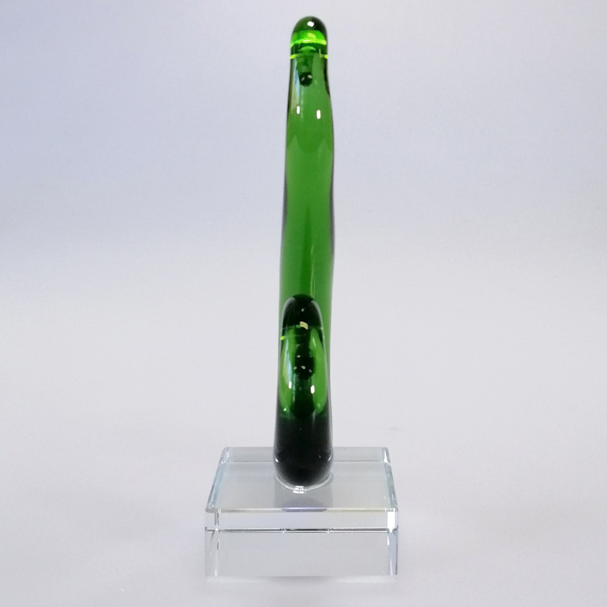 Green Glass Curling Koru Sculpture