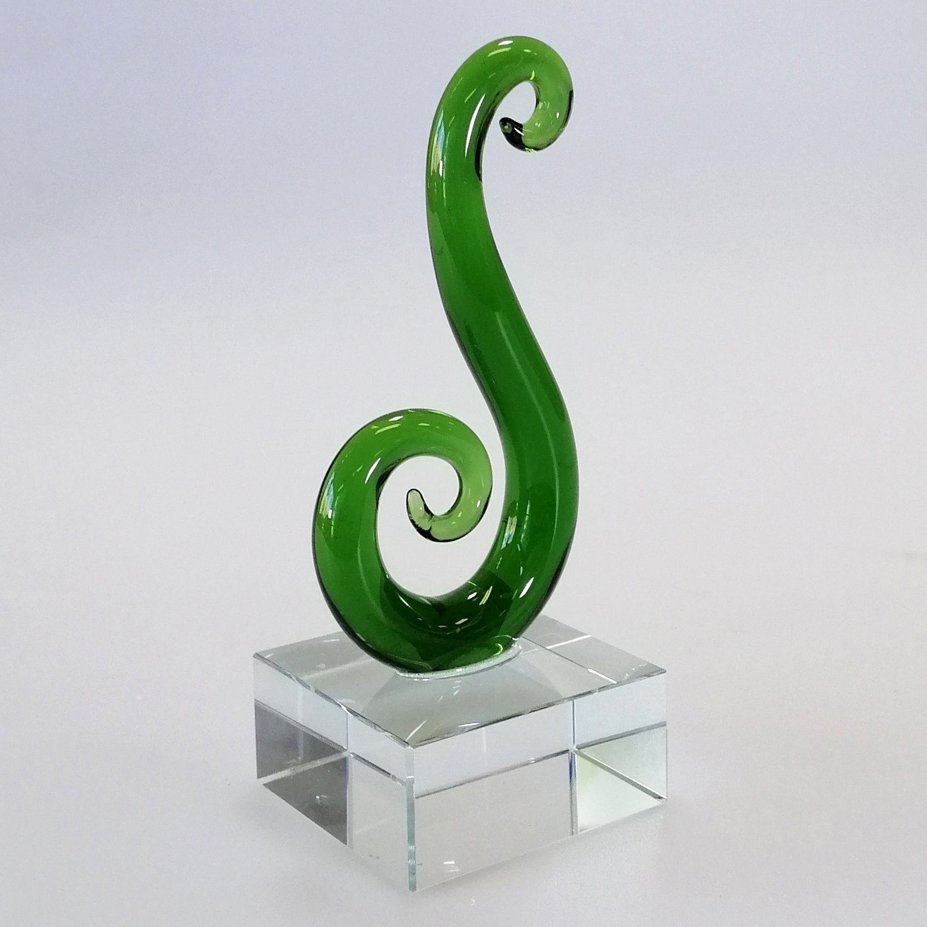 Green Glass Fern Koru Sculpture