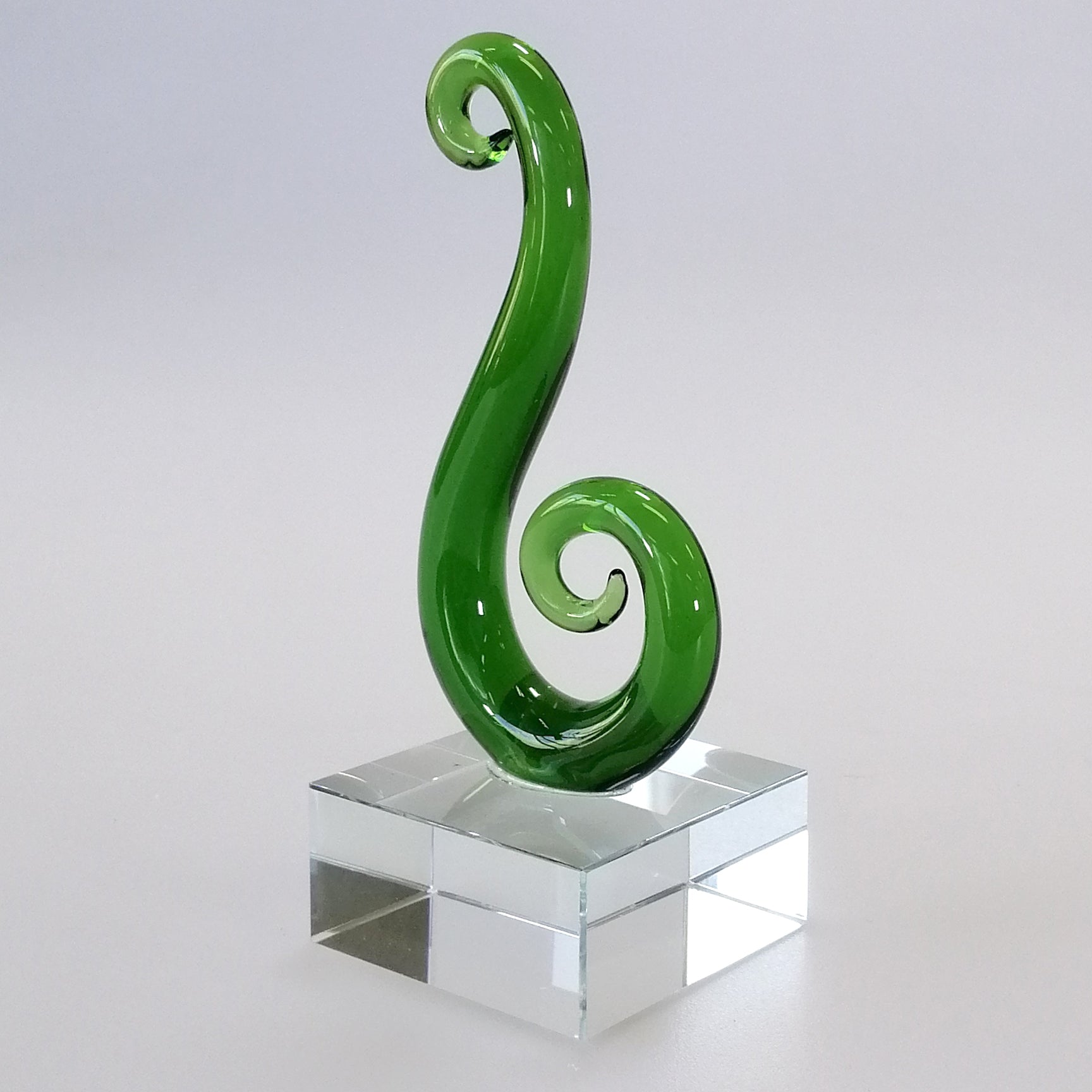 Green Glass Fern Koru Sculpture