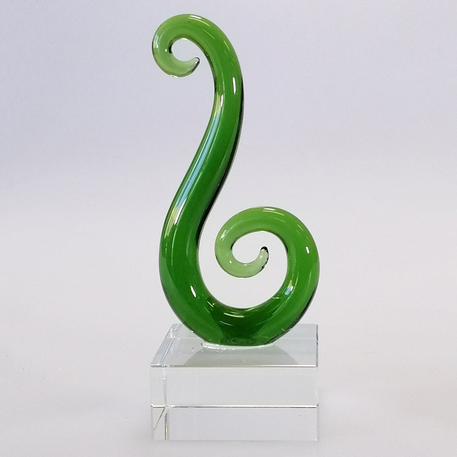Green Glass Fern Koru Sculpture